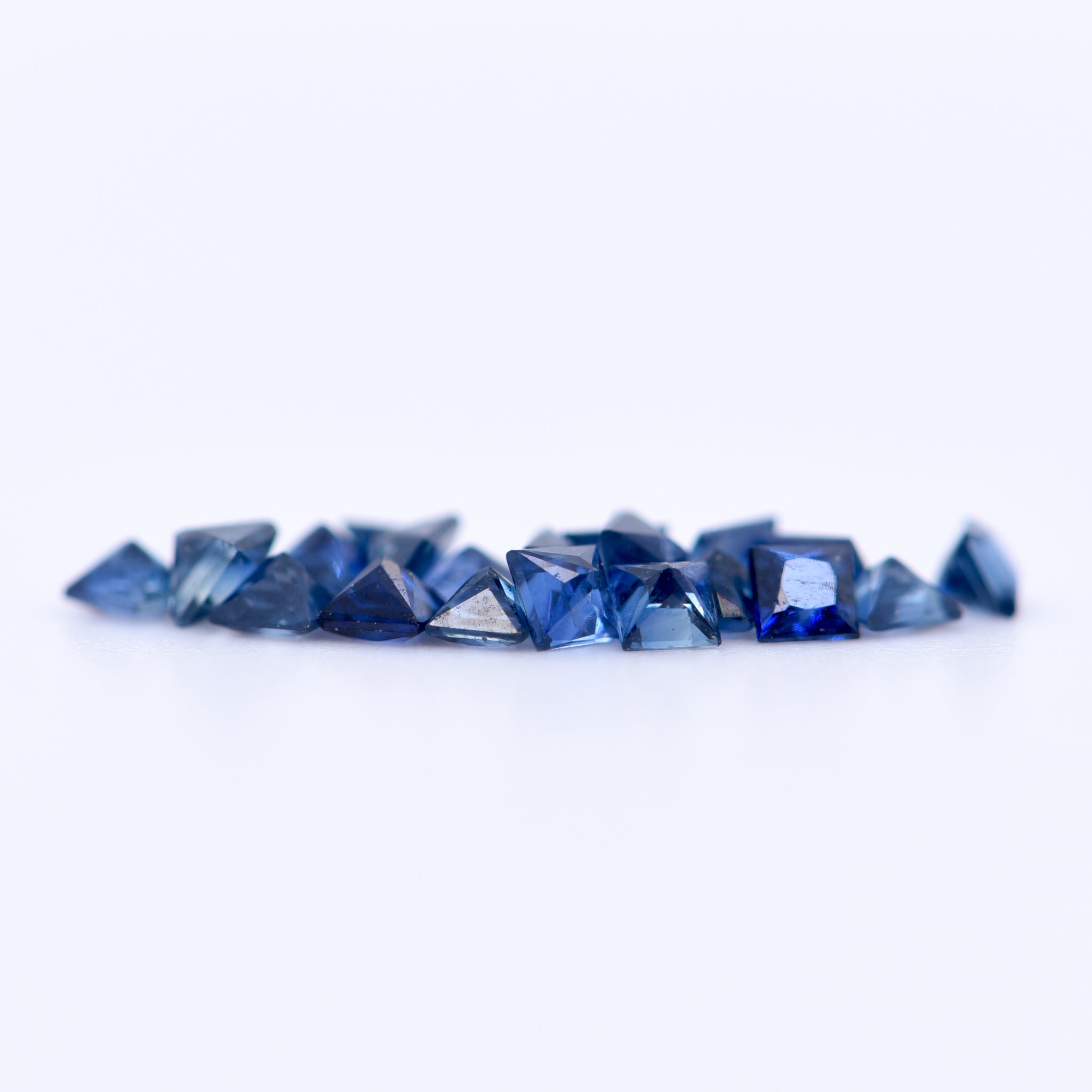 2x2 Square Princess Cut Blue Sapphires