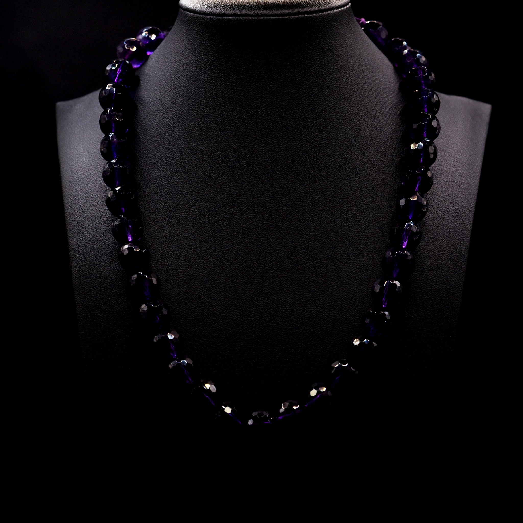 12mm Faceted Round Purple Amethyst Bead Strings