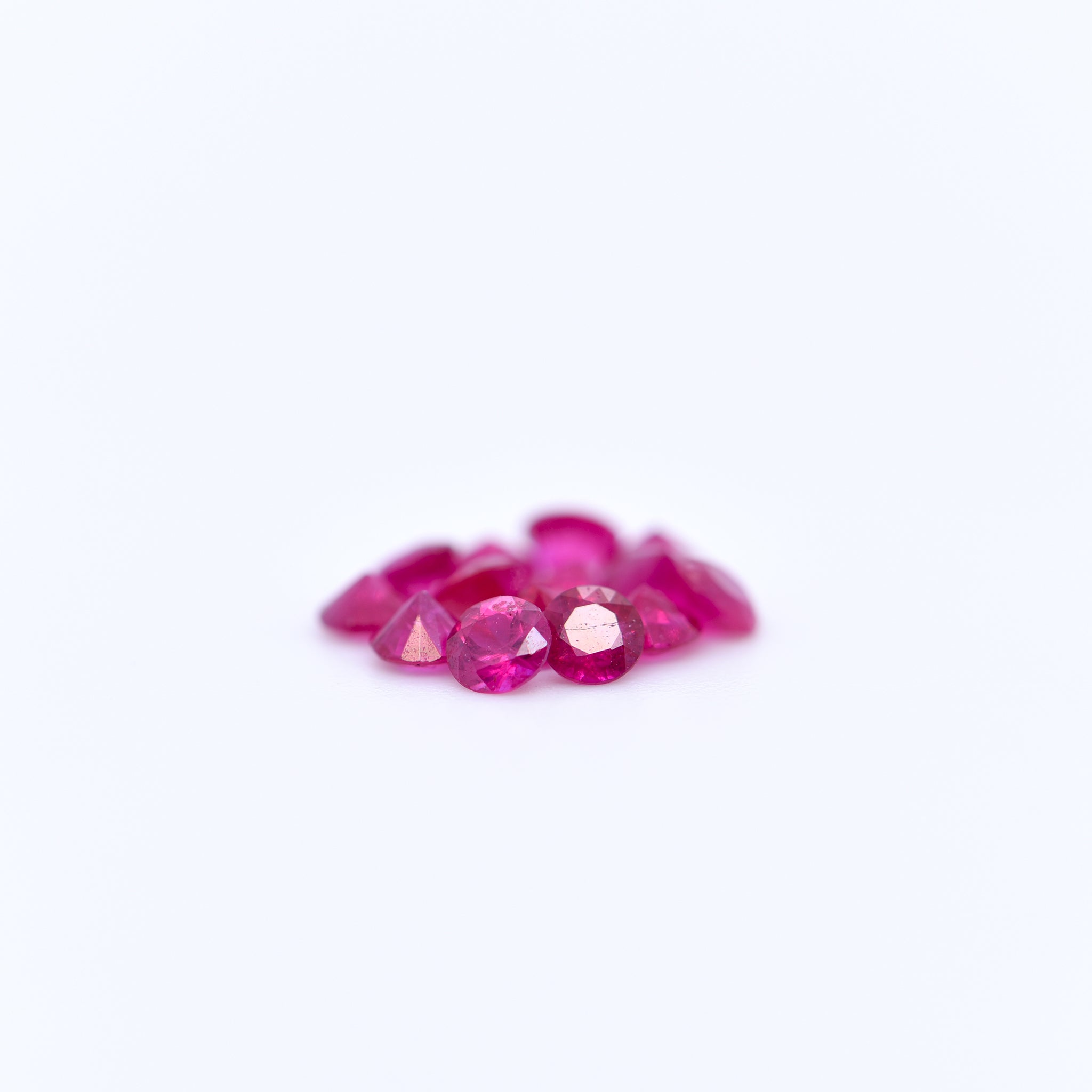 2.75mm Round Diamond Cut Pink Rubies