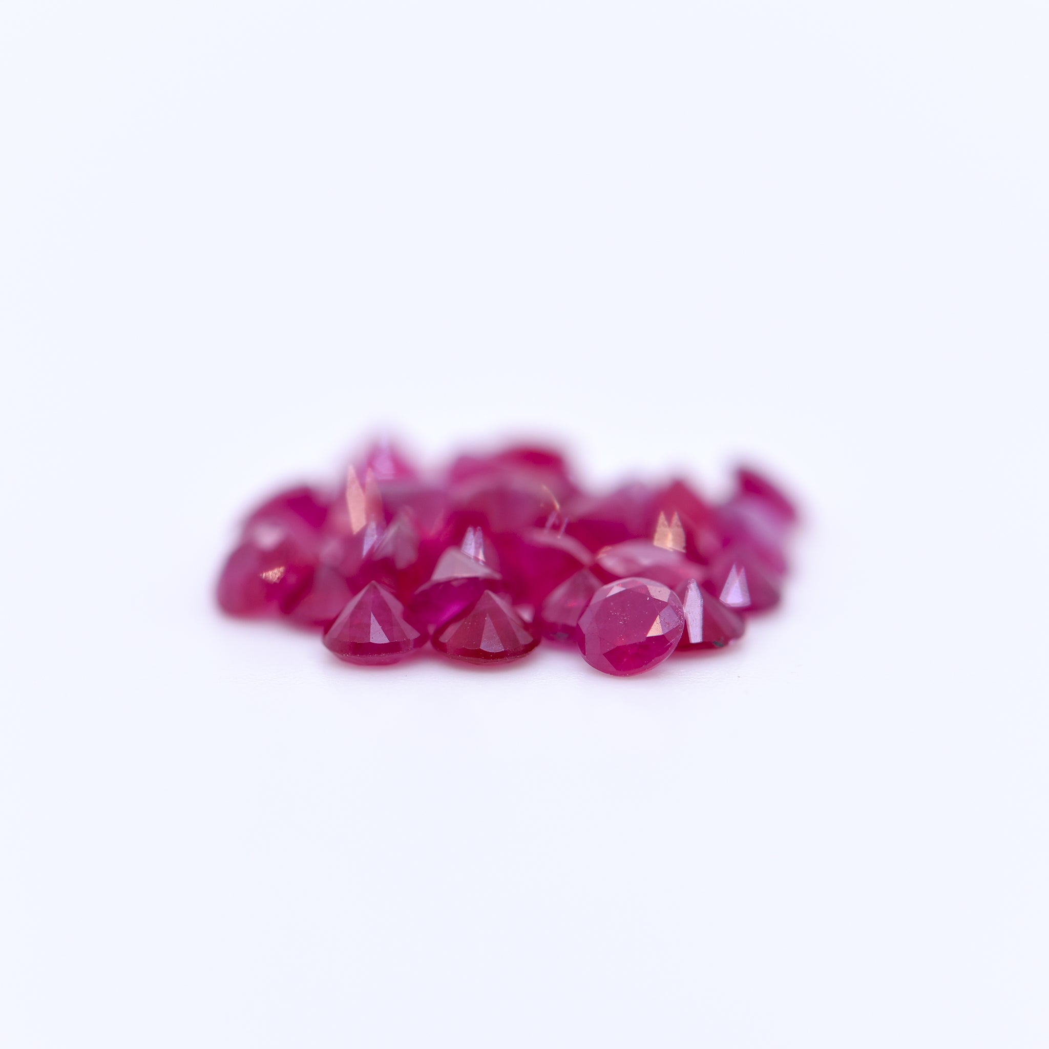 2.75mm Round Diamond Cut Red Rubies