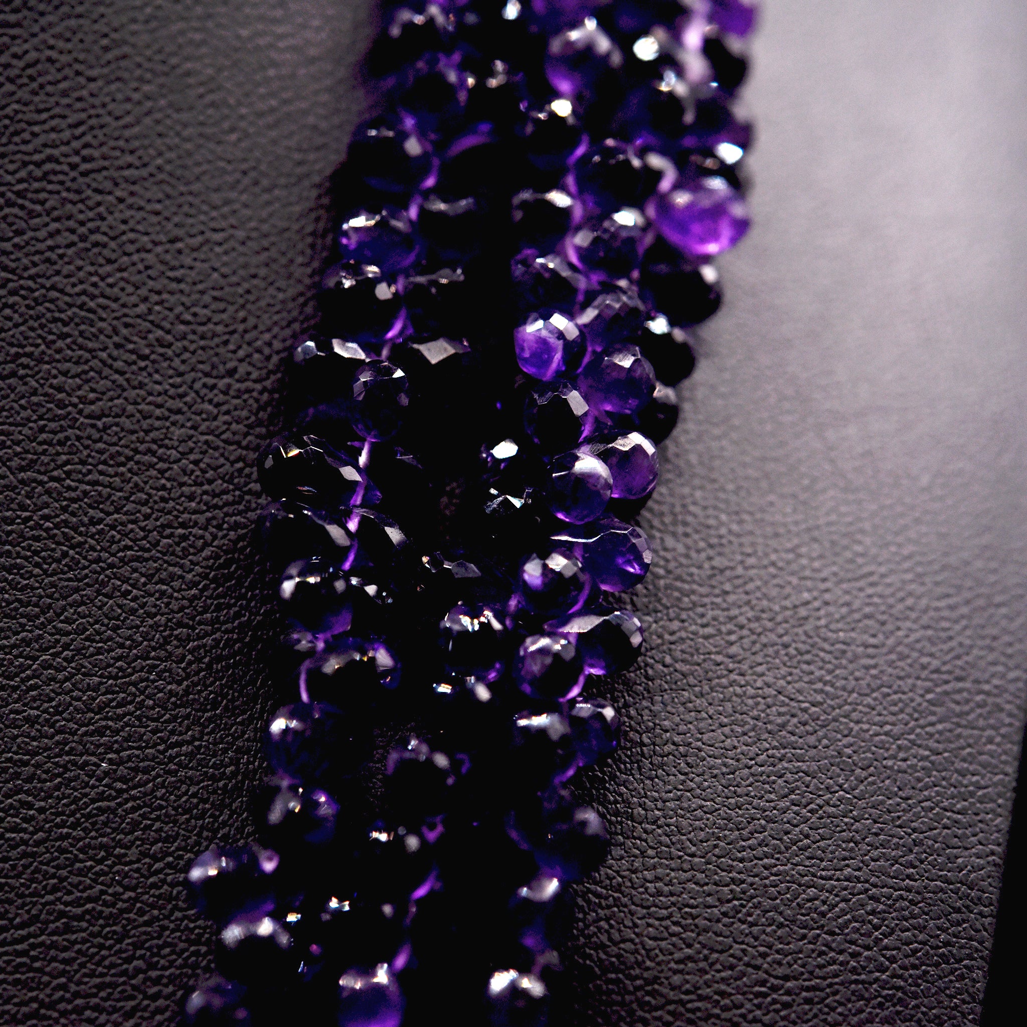 4.5mm Faceted Pear Drop Purple Amethyst Bead Strings (Side Drilled)