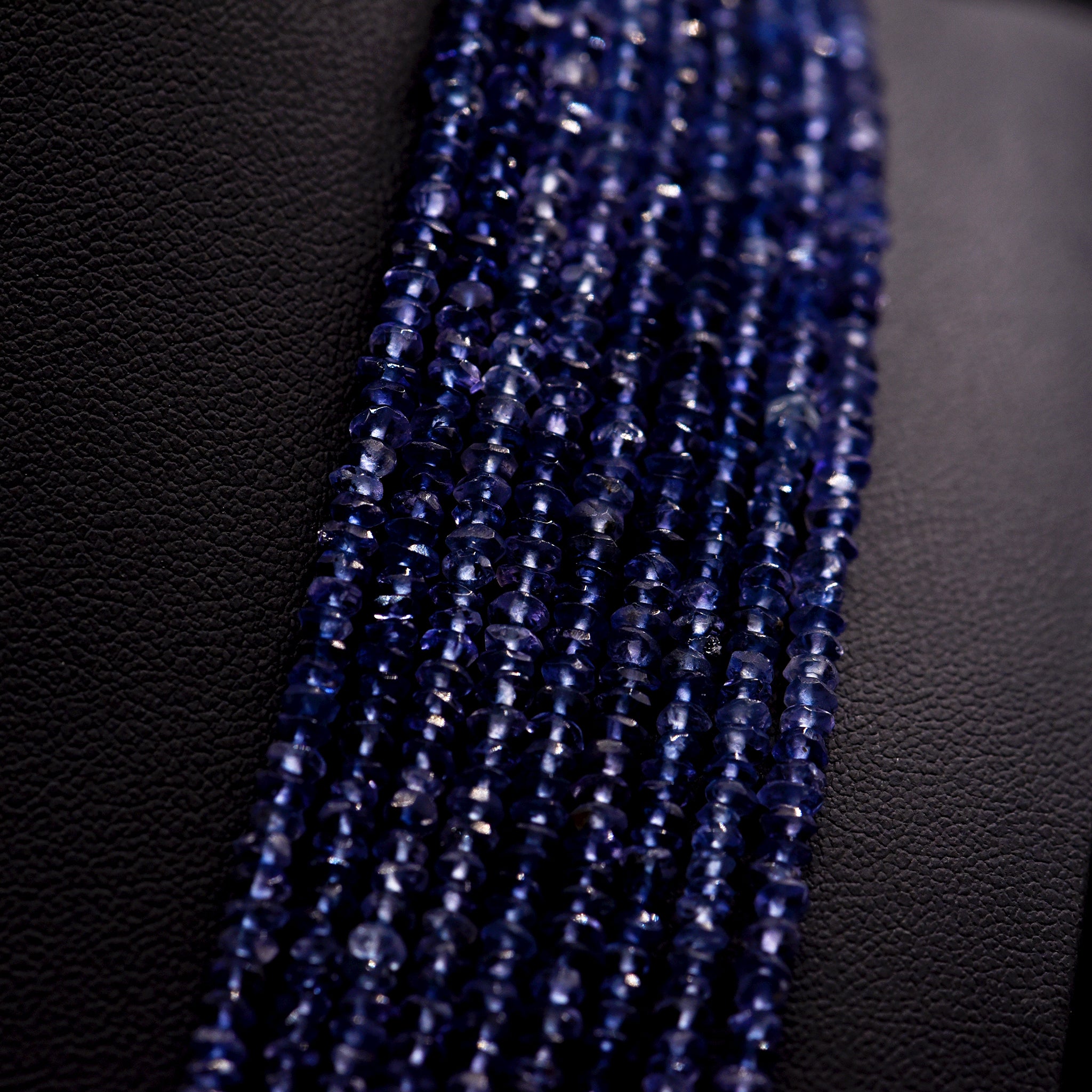 3mm Faceted Button Purple Iolite Bead Strings