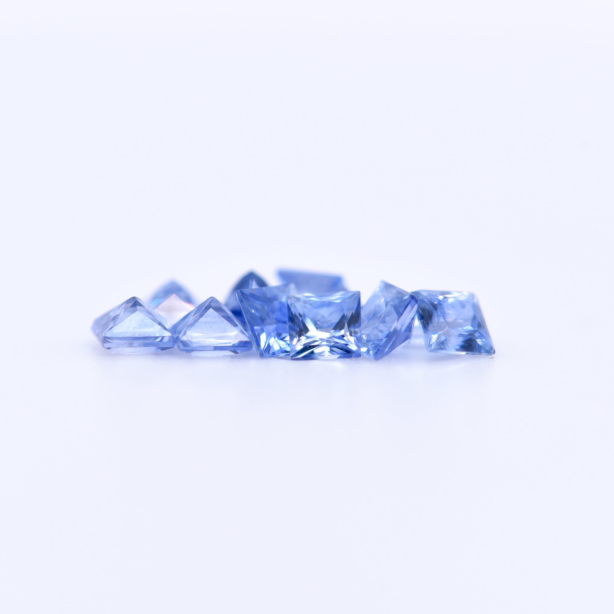 2.5x2.5 Square Princess Cut Blue Sapphires