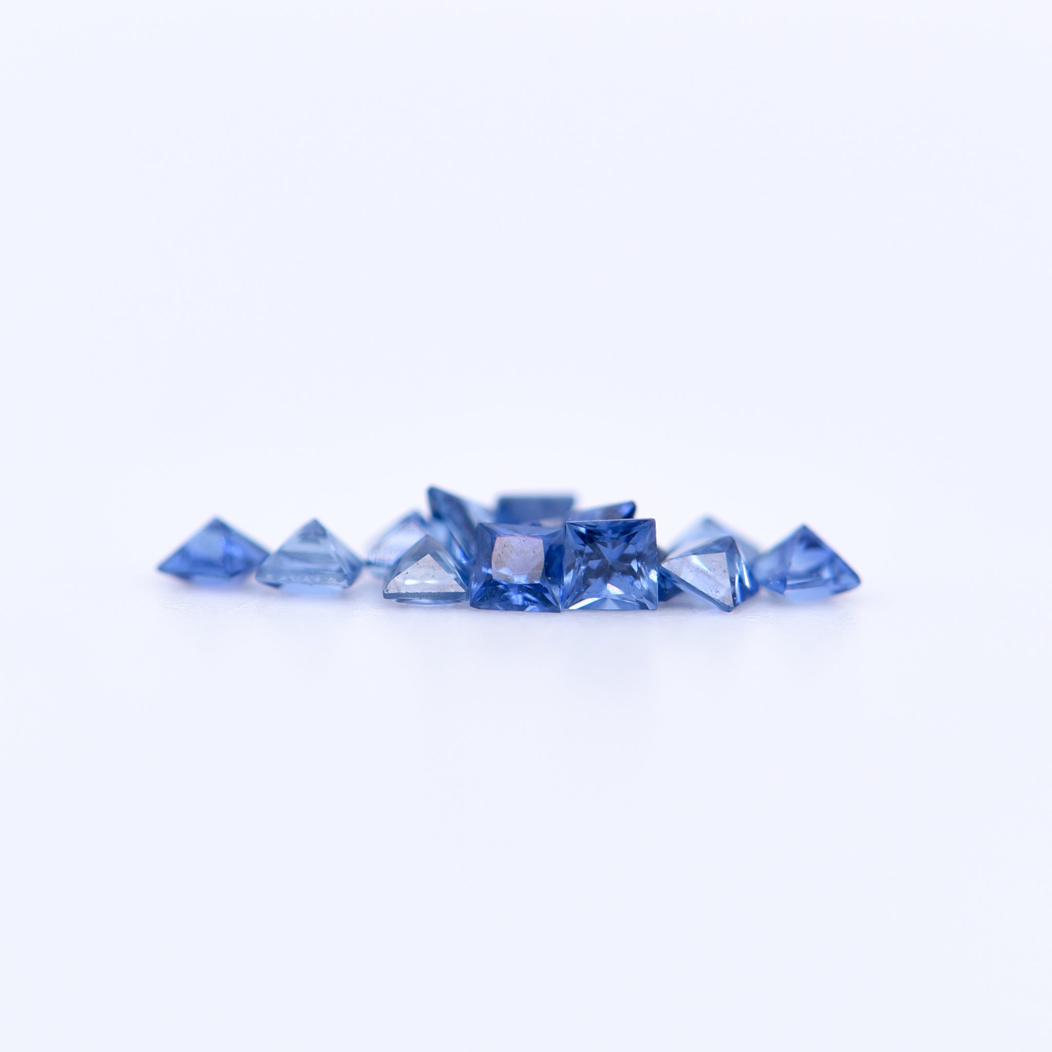 1.75x1.75 Square Princess Cut Blue Sapphires