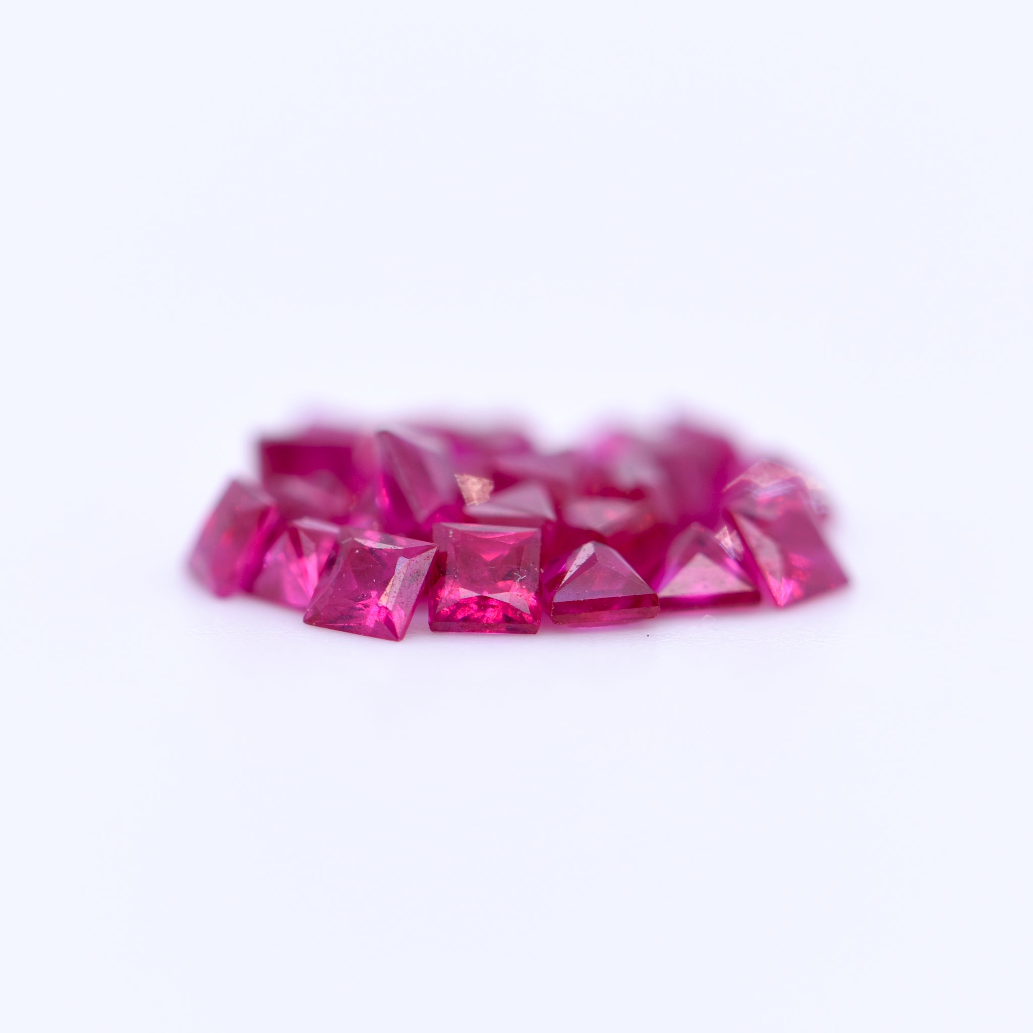 2.25x2.25 Square Princess Cut Red Rubies