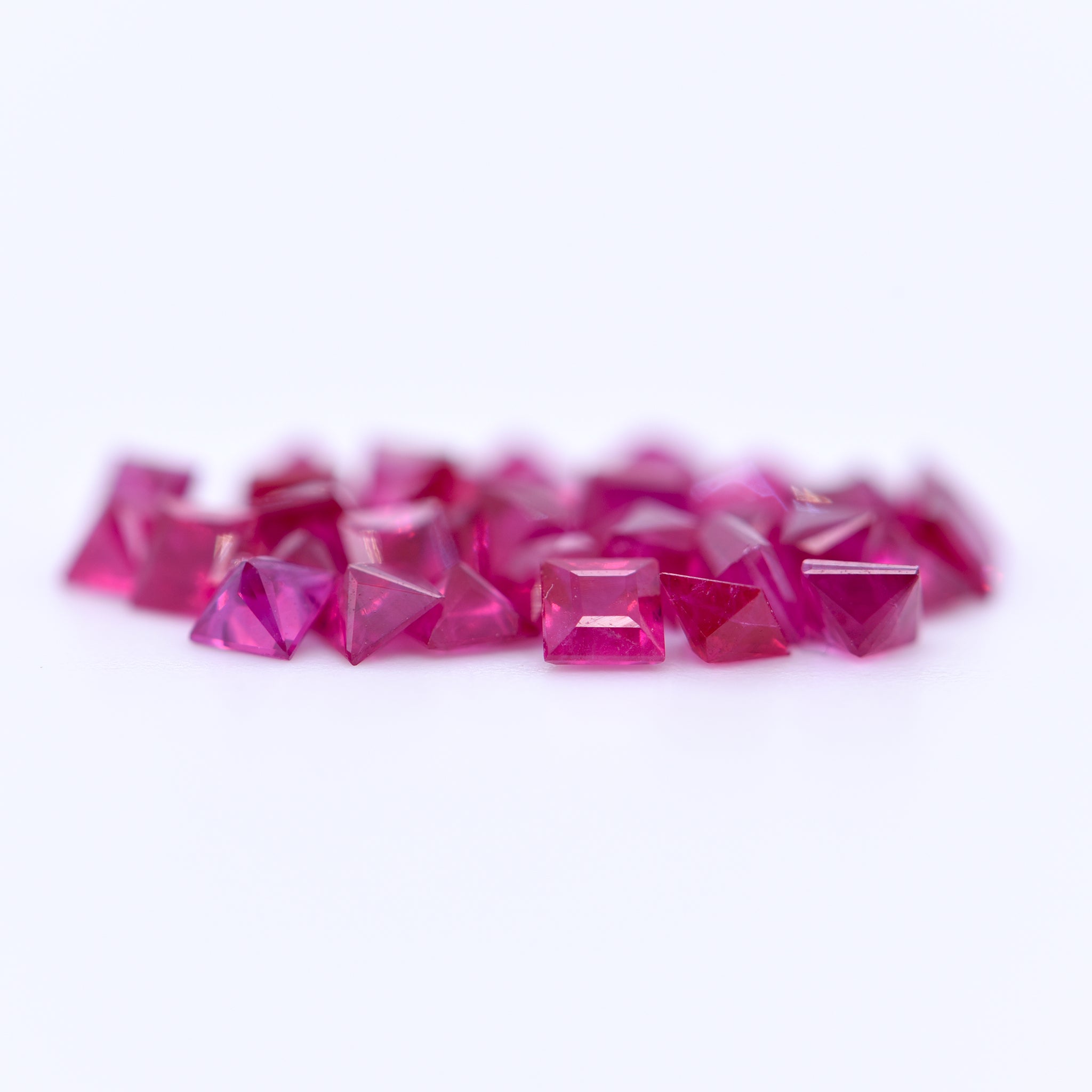 2.5x2.5 Square Princess Cut Pink Rubies