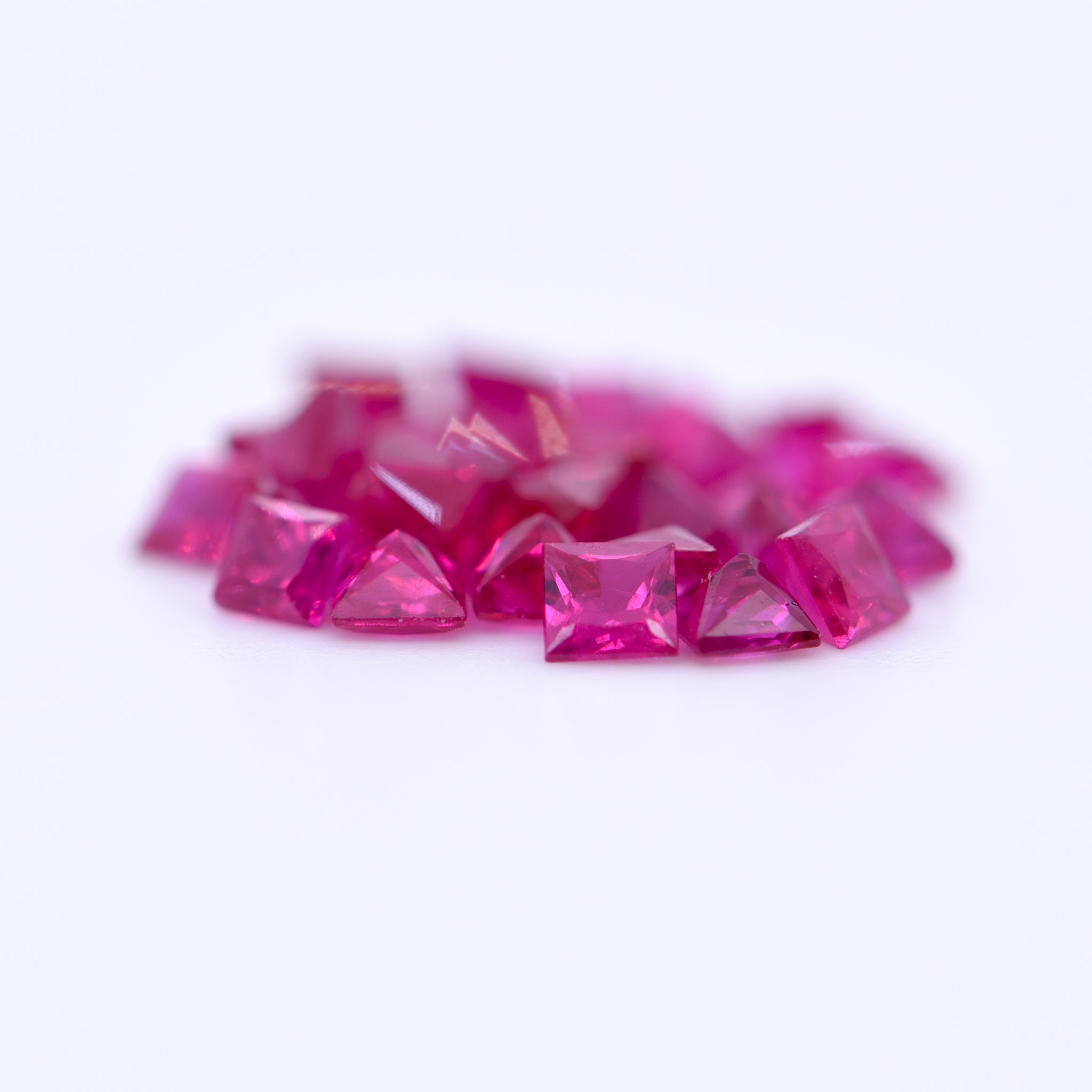 2x2 Square Princess Cut Red Rubies