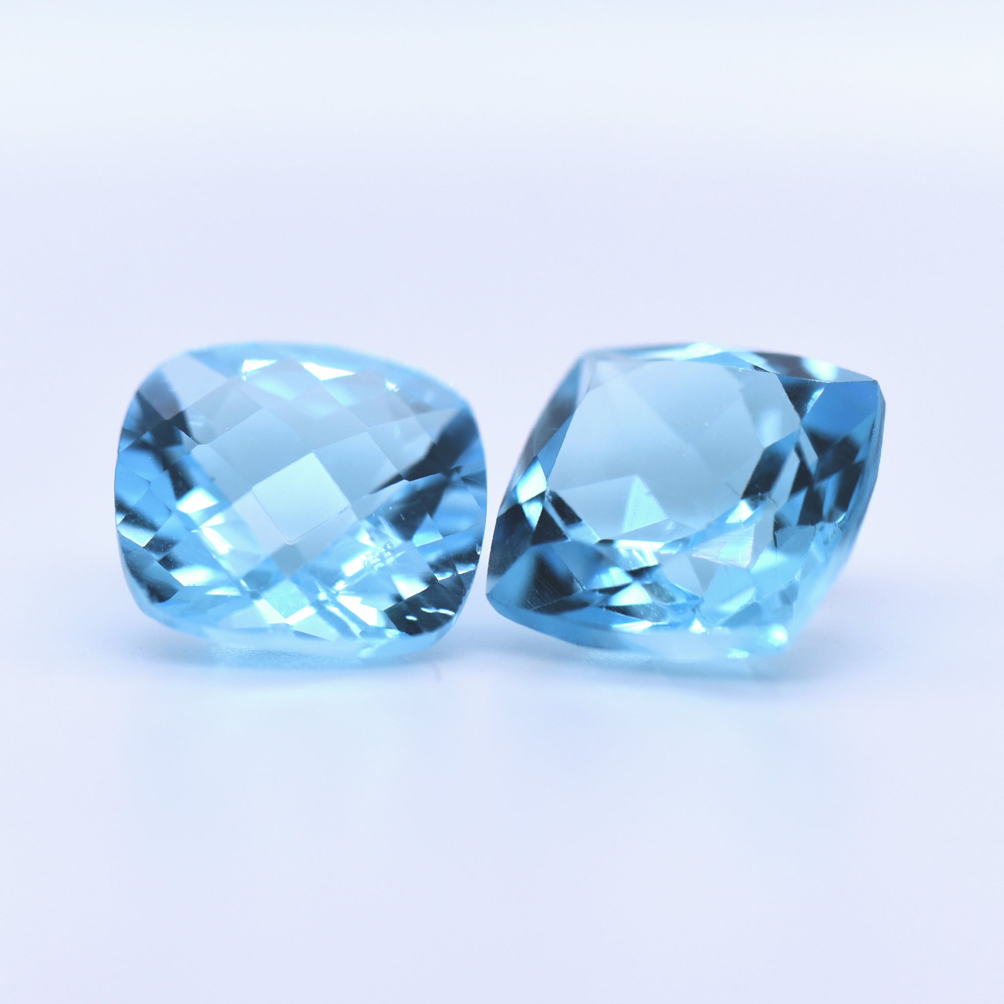 12x12 Cushion Faceted Swiss Blue Topaz