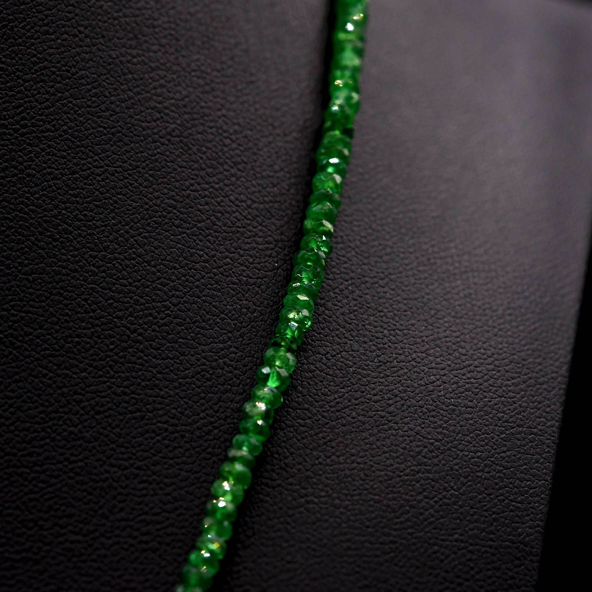 3mm Faceted Button Green Tsavorite Bead Strings