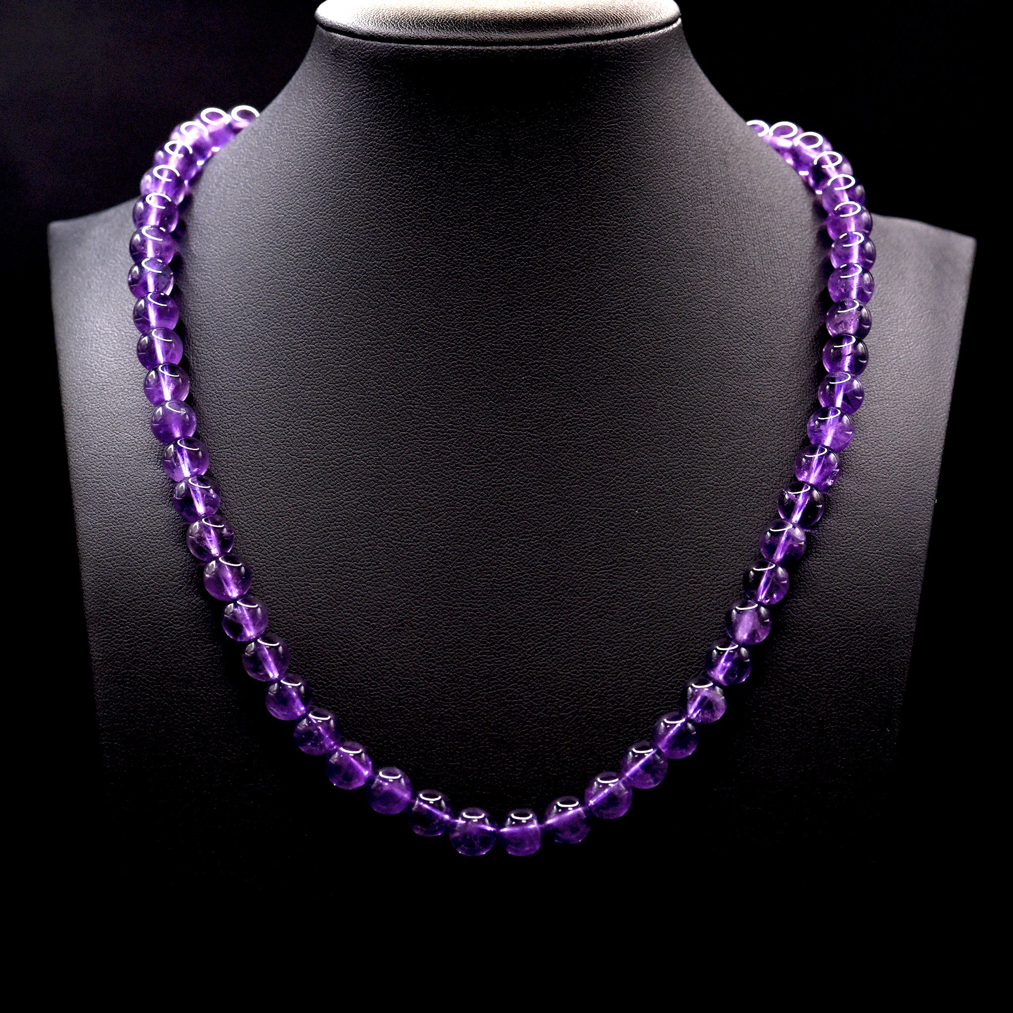 8mm Round Purple Amethyst Bead Strings