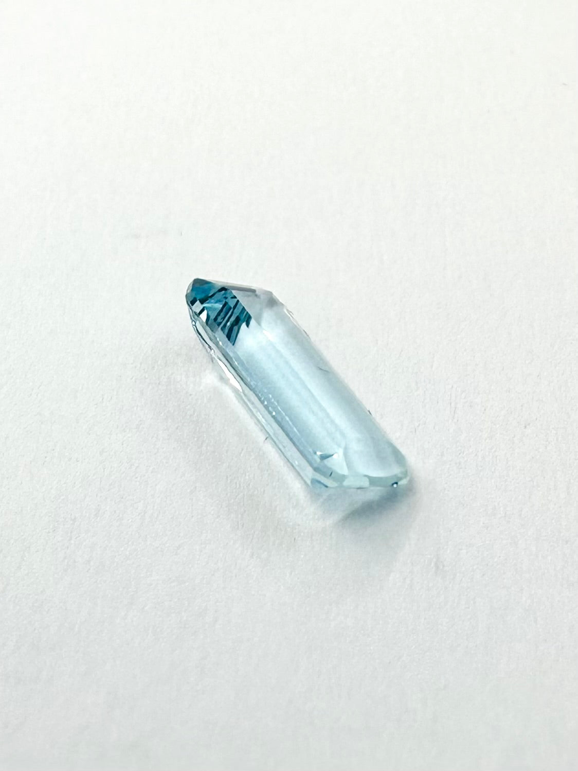 1.16cts 9.76x5.00mm Baguette Step Cut Blue Aquamarine
