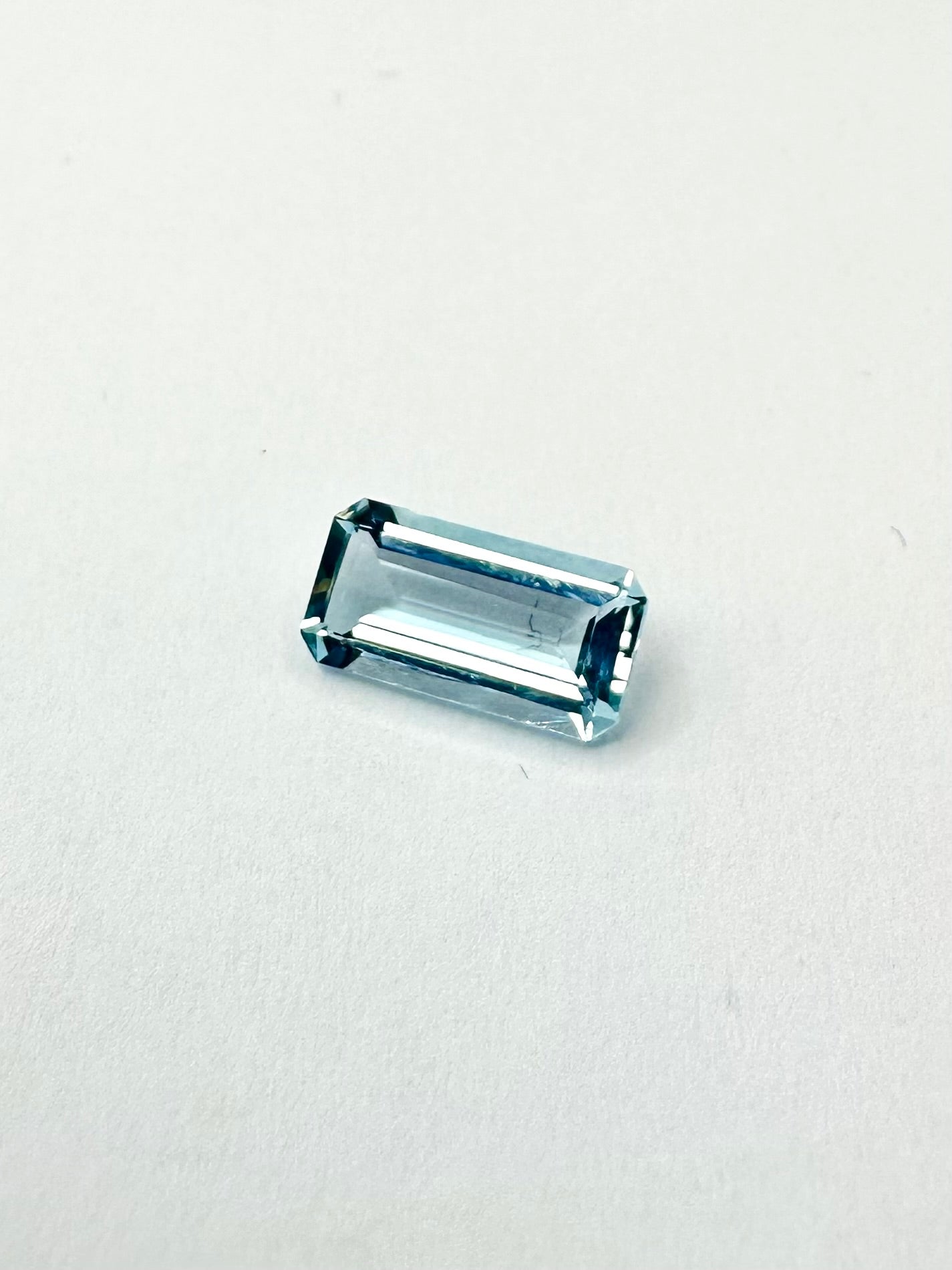 1.16cts 9.76x5.00mm Baguette Step Cut Blue Aquamarine