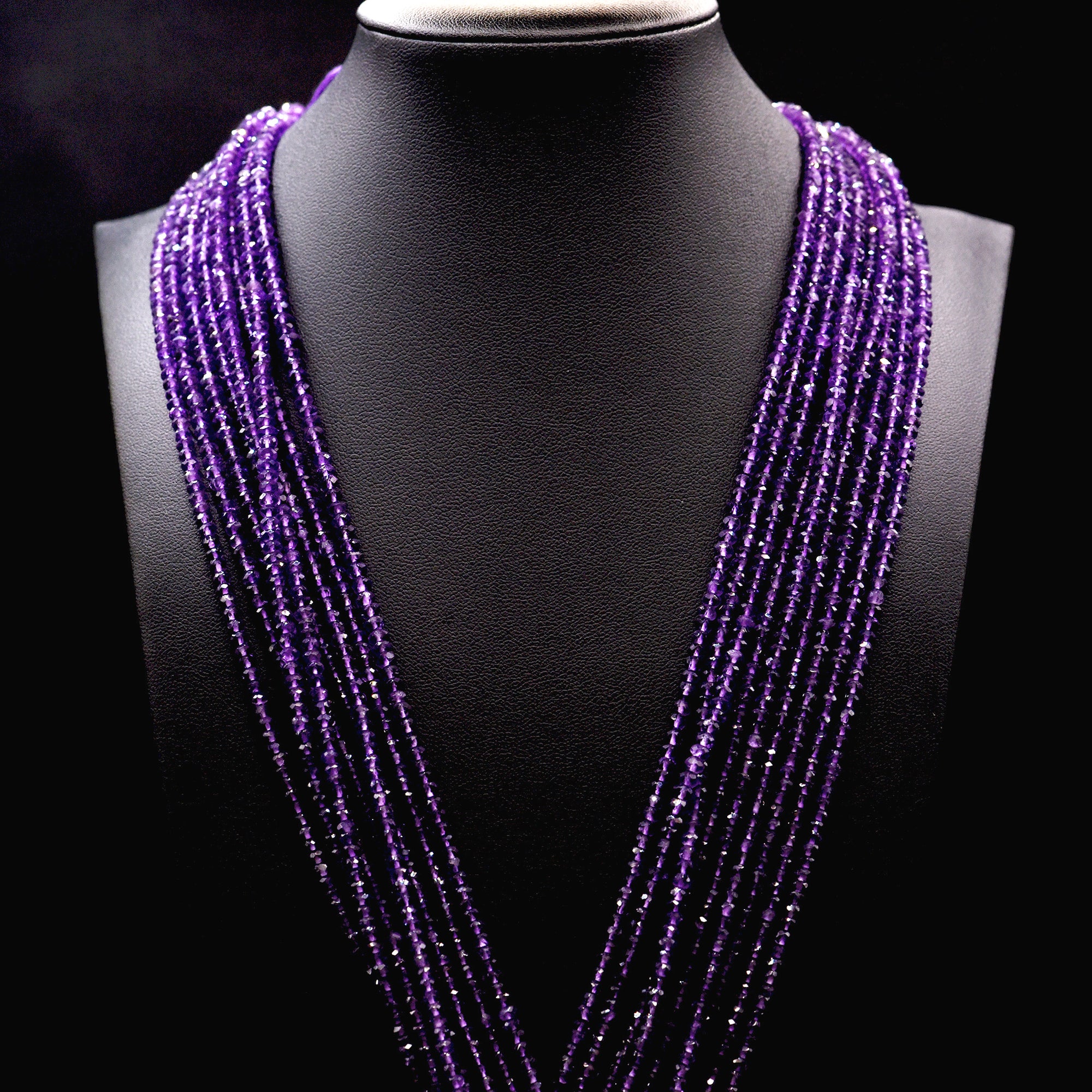 3.5mm Faceted Button Purple Amethyst Bead Strings