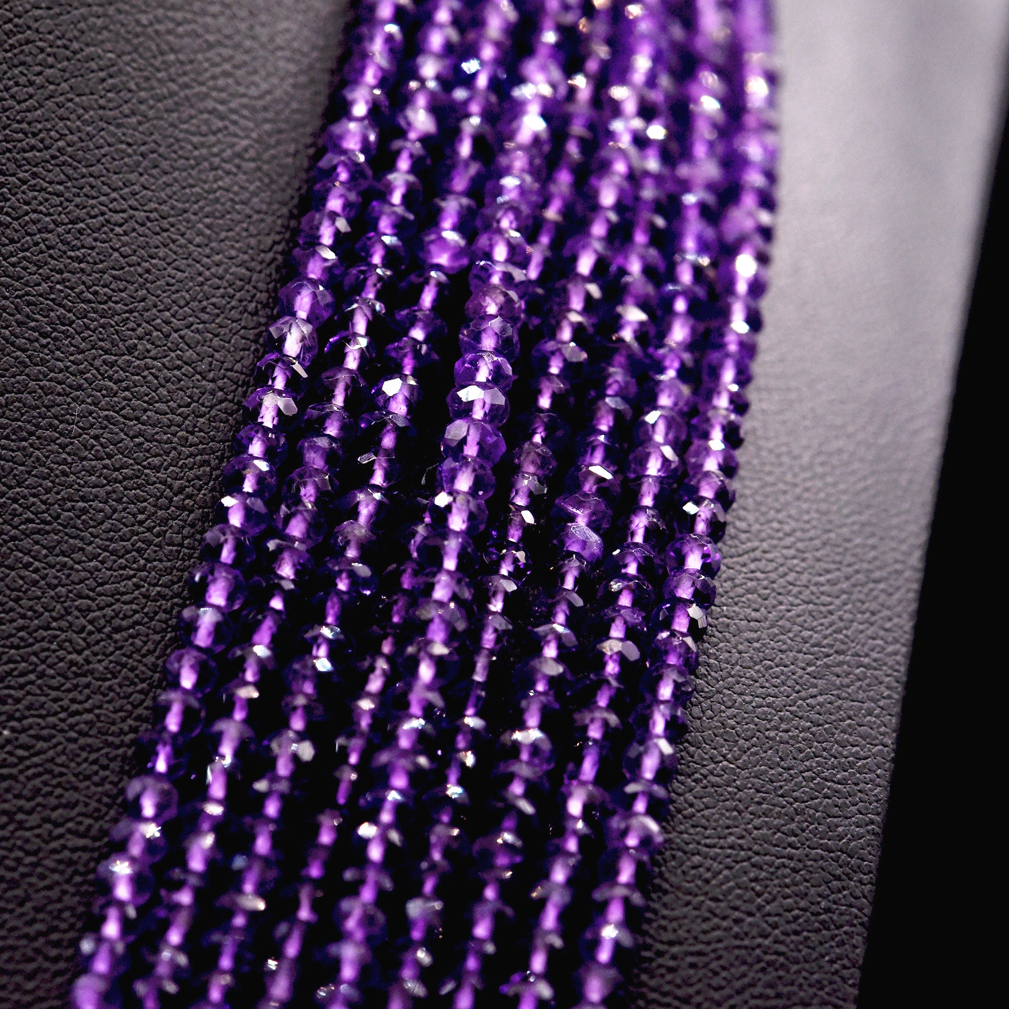 3.5mm Faceted Button Purple Amethyst Bead Strings