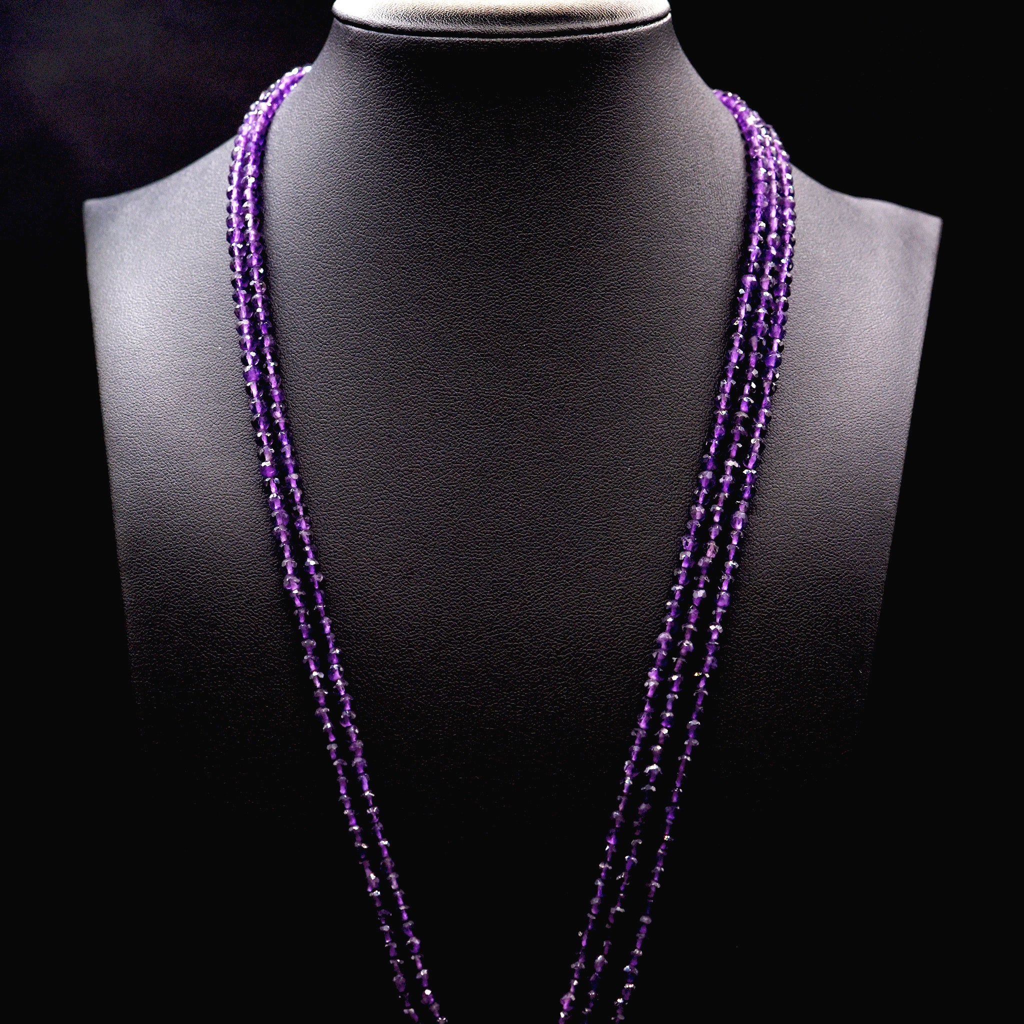 3.5mm Faceted Round Purple Amethyst Bead Strings