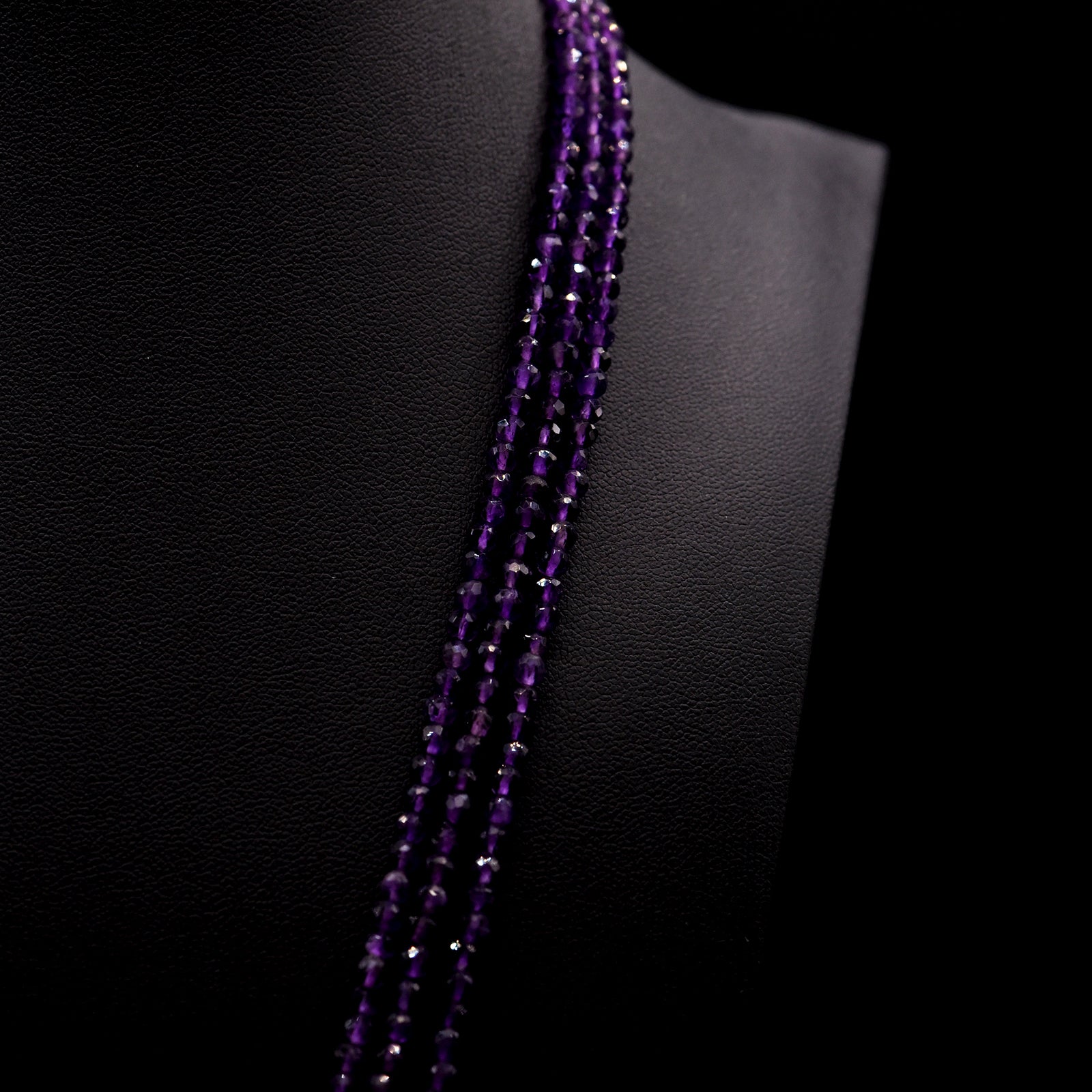 3.5mm Faceted Round Purple Amethyst Bead Strings