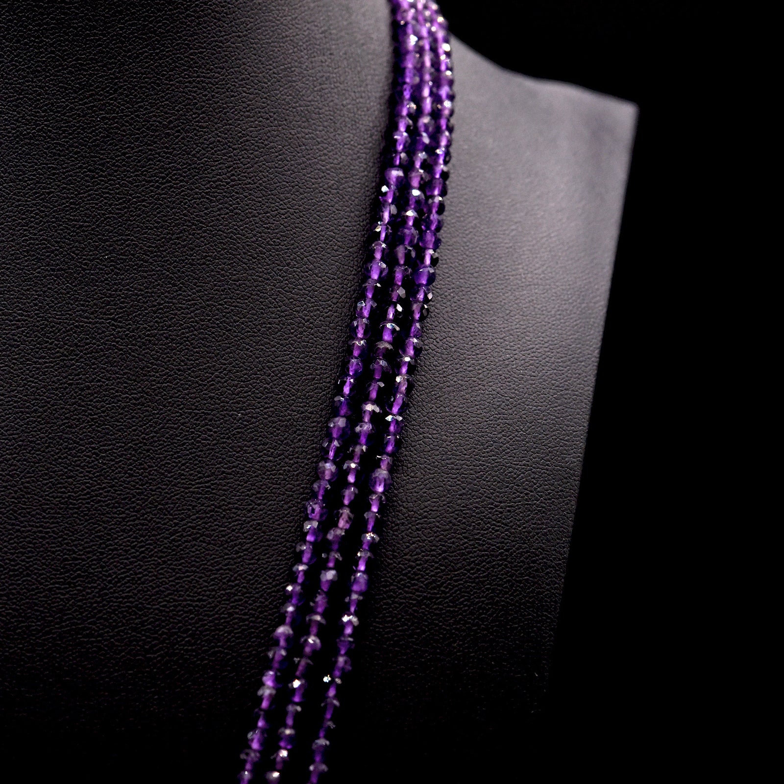 3.5mm Faceted Round Purple Amethyst Bead Strings
