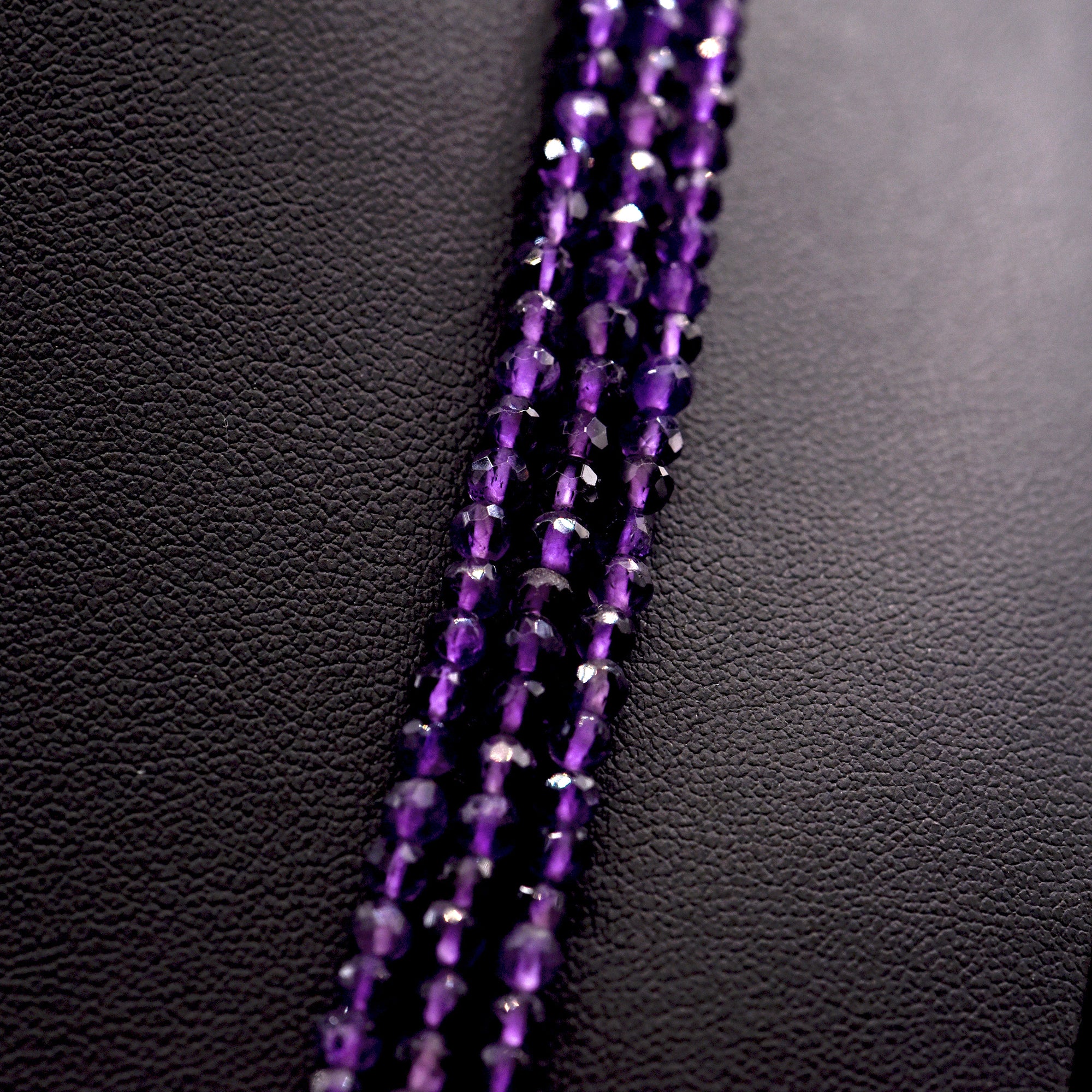 3.5mm Faceted Round Purple Amethyst Bead Strings