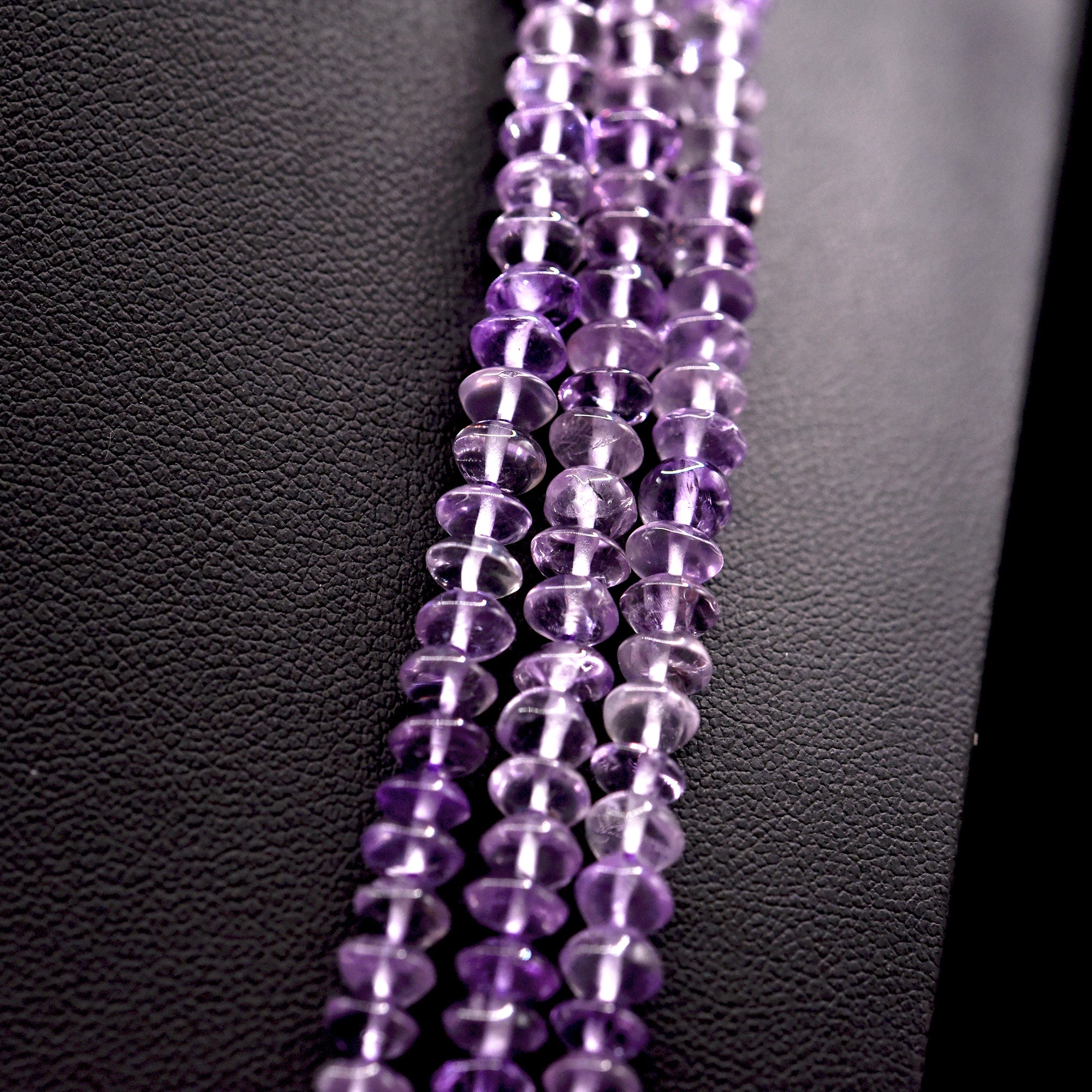 5mm Button Purple Amethyst Bead Strings
