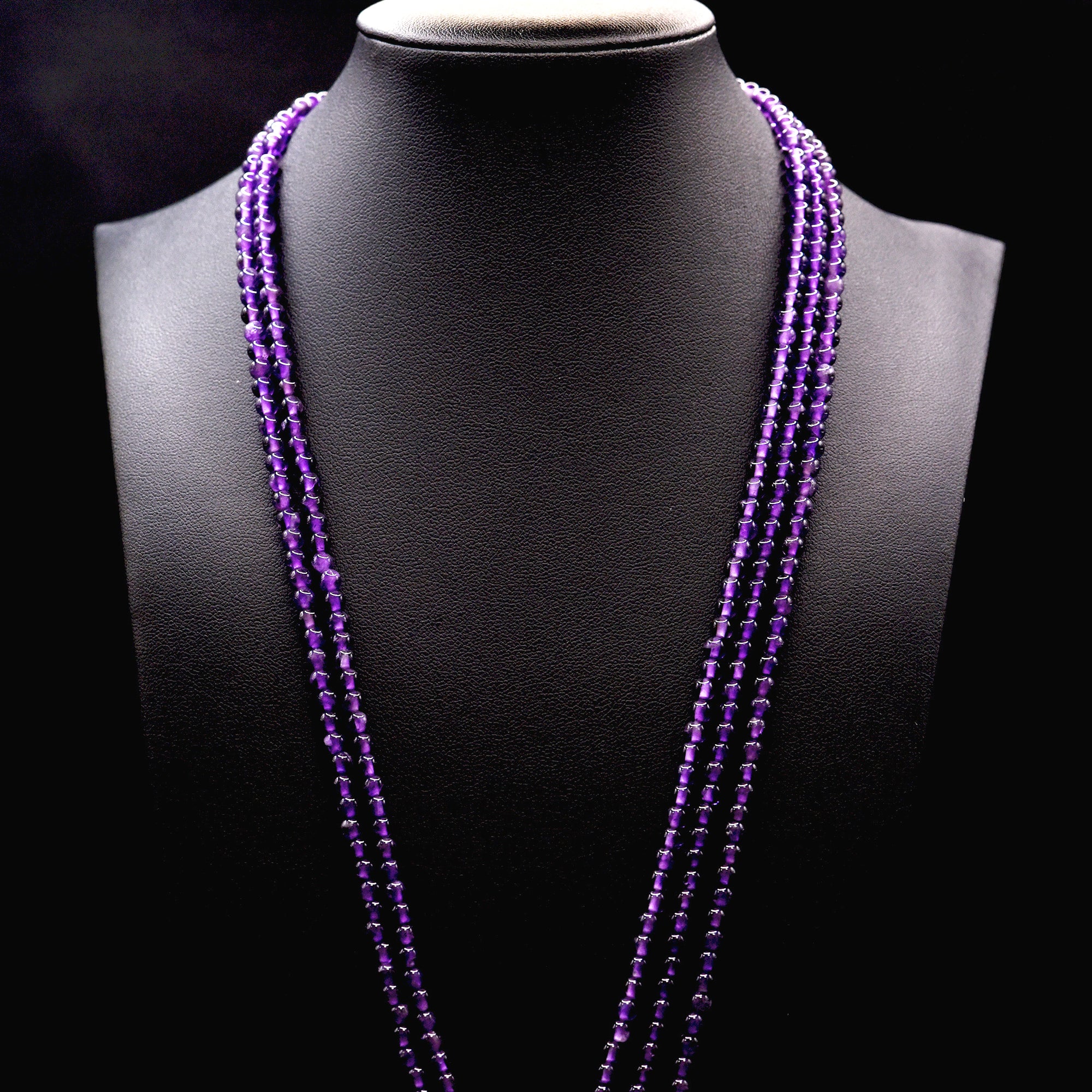4mm Round Purple Amethyst Bead Strings