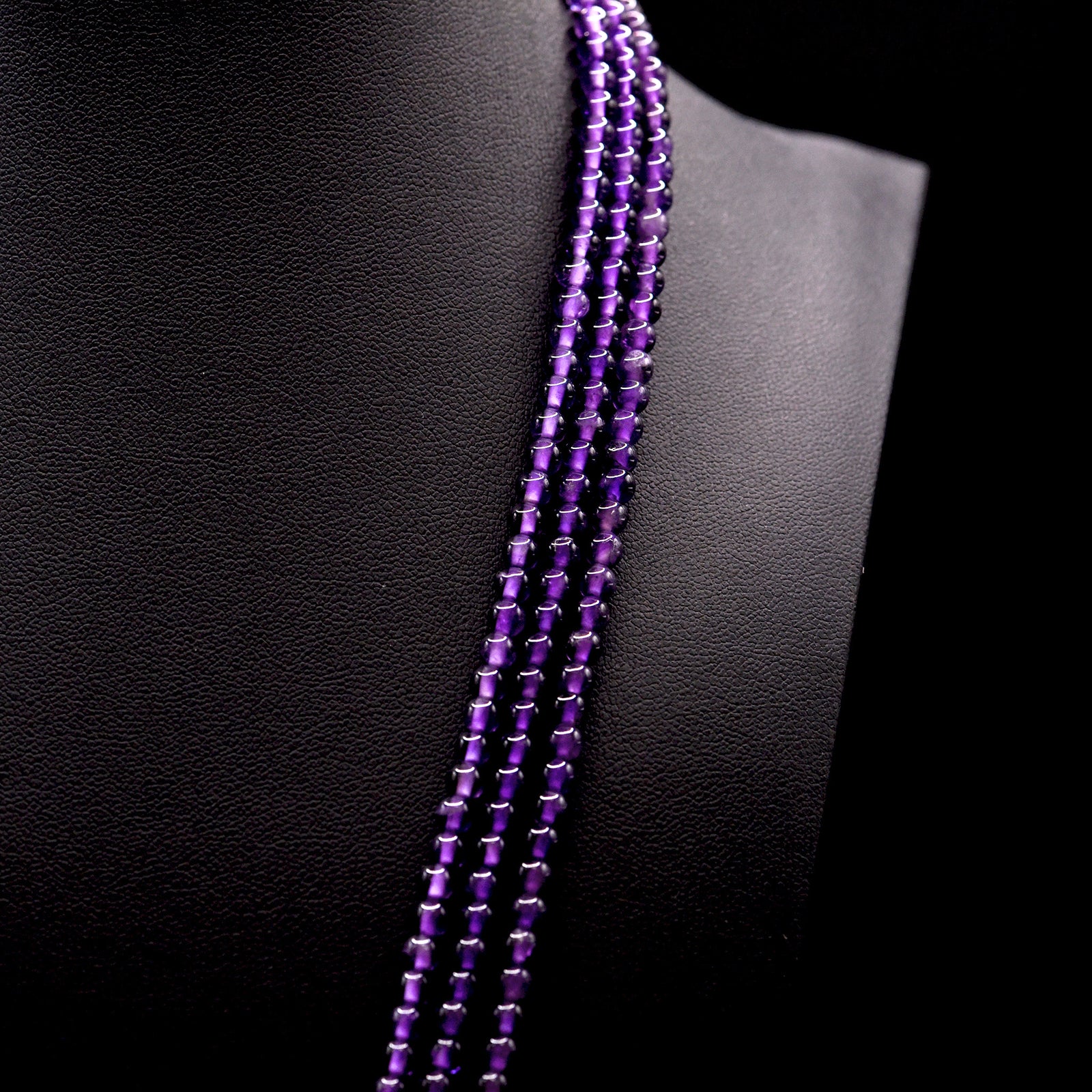 4mm Round Purple Amethyst Bead Strings