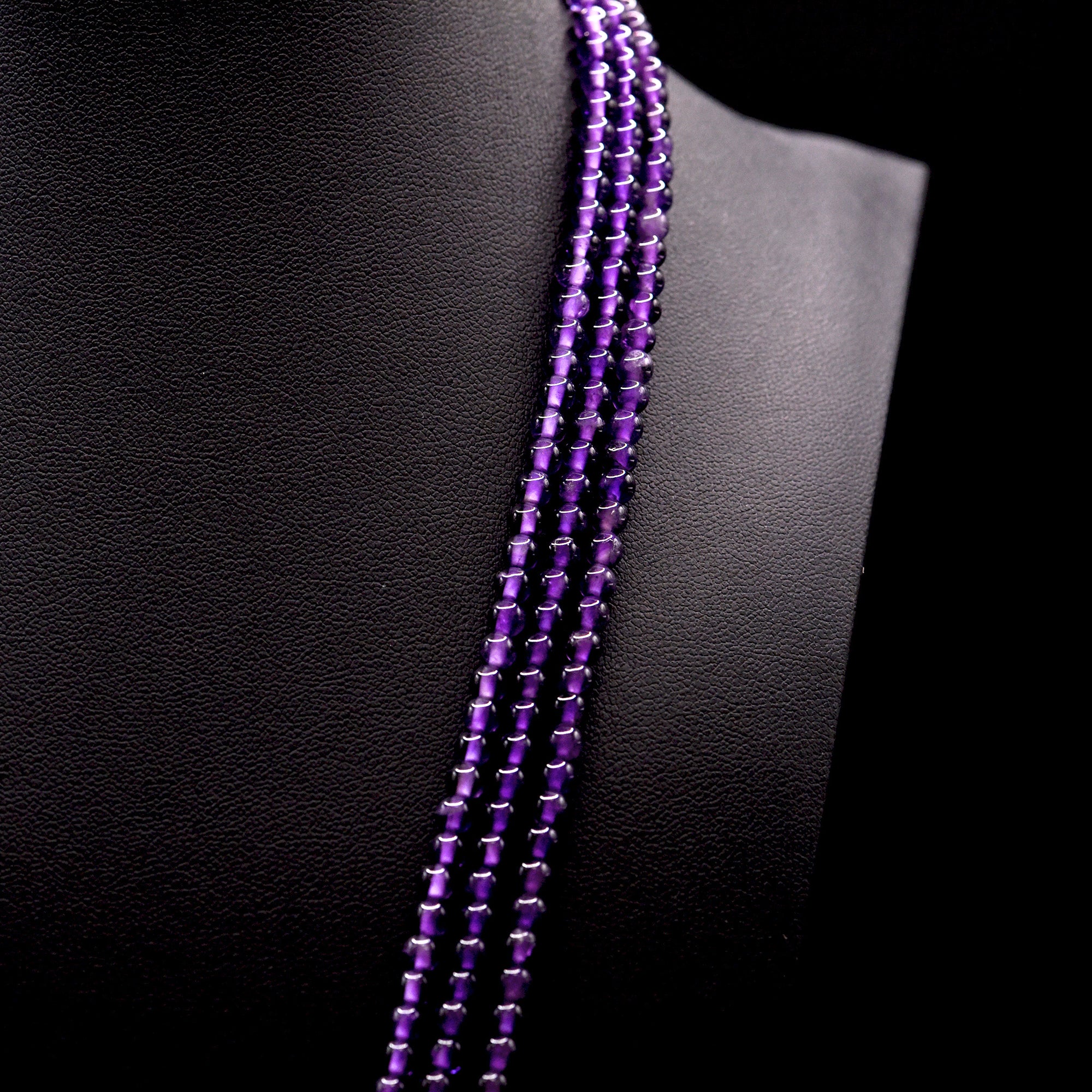 4mm Round Purple Amethyst Bead Strings