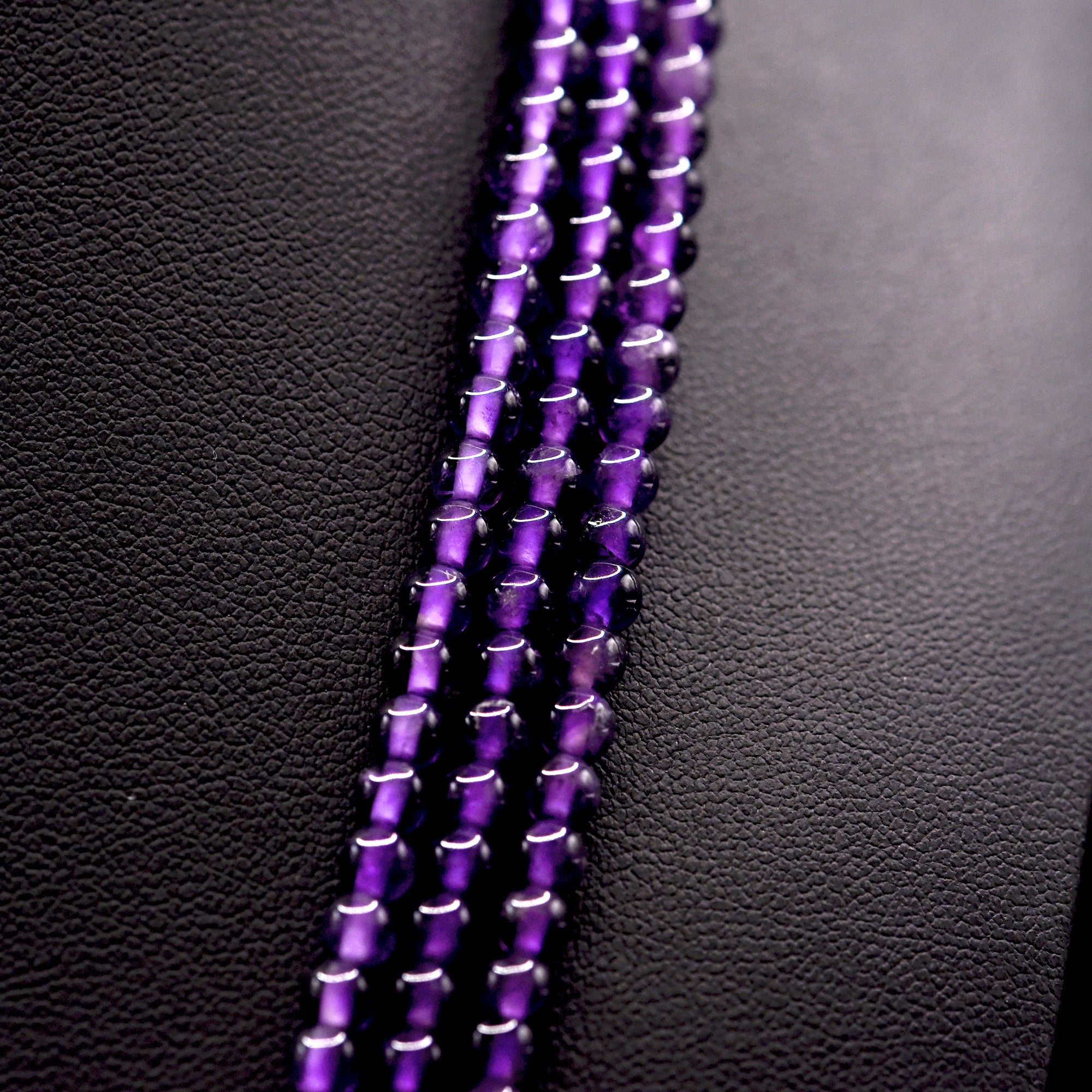 4mm Round Purple Amethyst Bead Strings