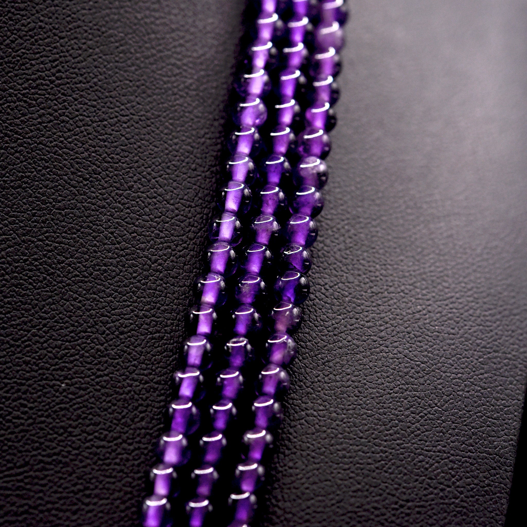 4mm Round Purple Amethyst Bead Strings