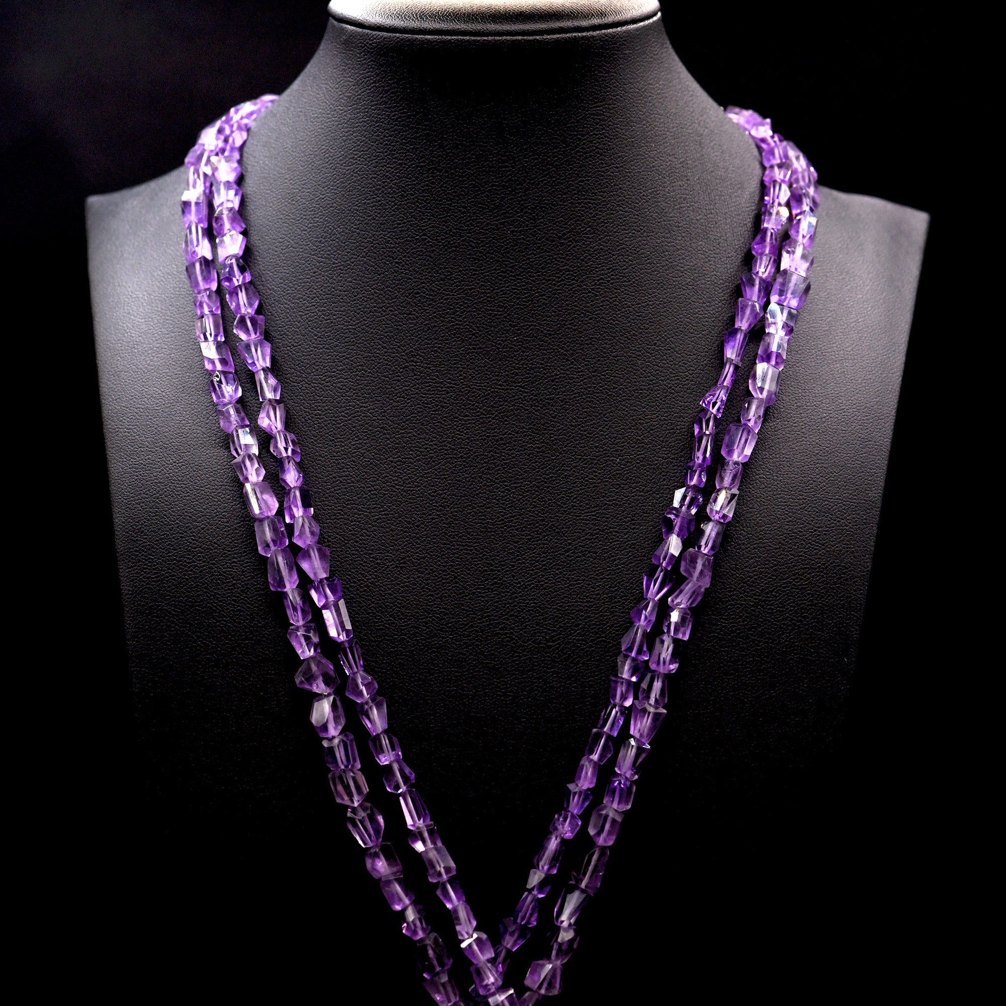 8x6 Faceted Nugget Purple Amethyst Bead Strings