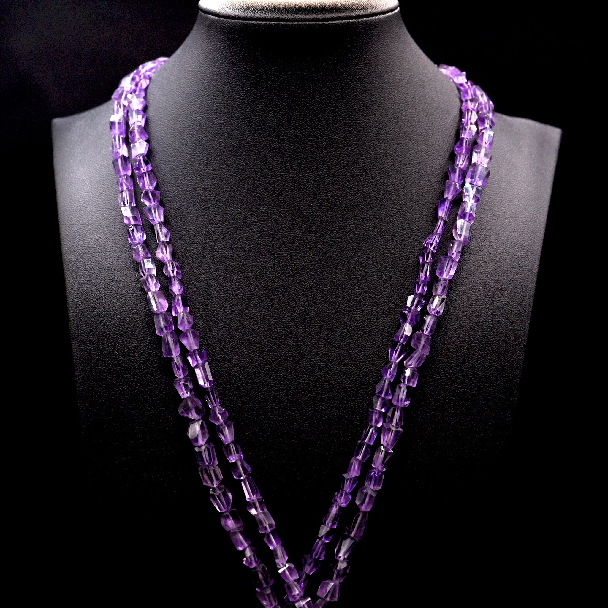 8x6 Faceted Nugget Purple Amethyst Bead Strings