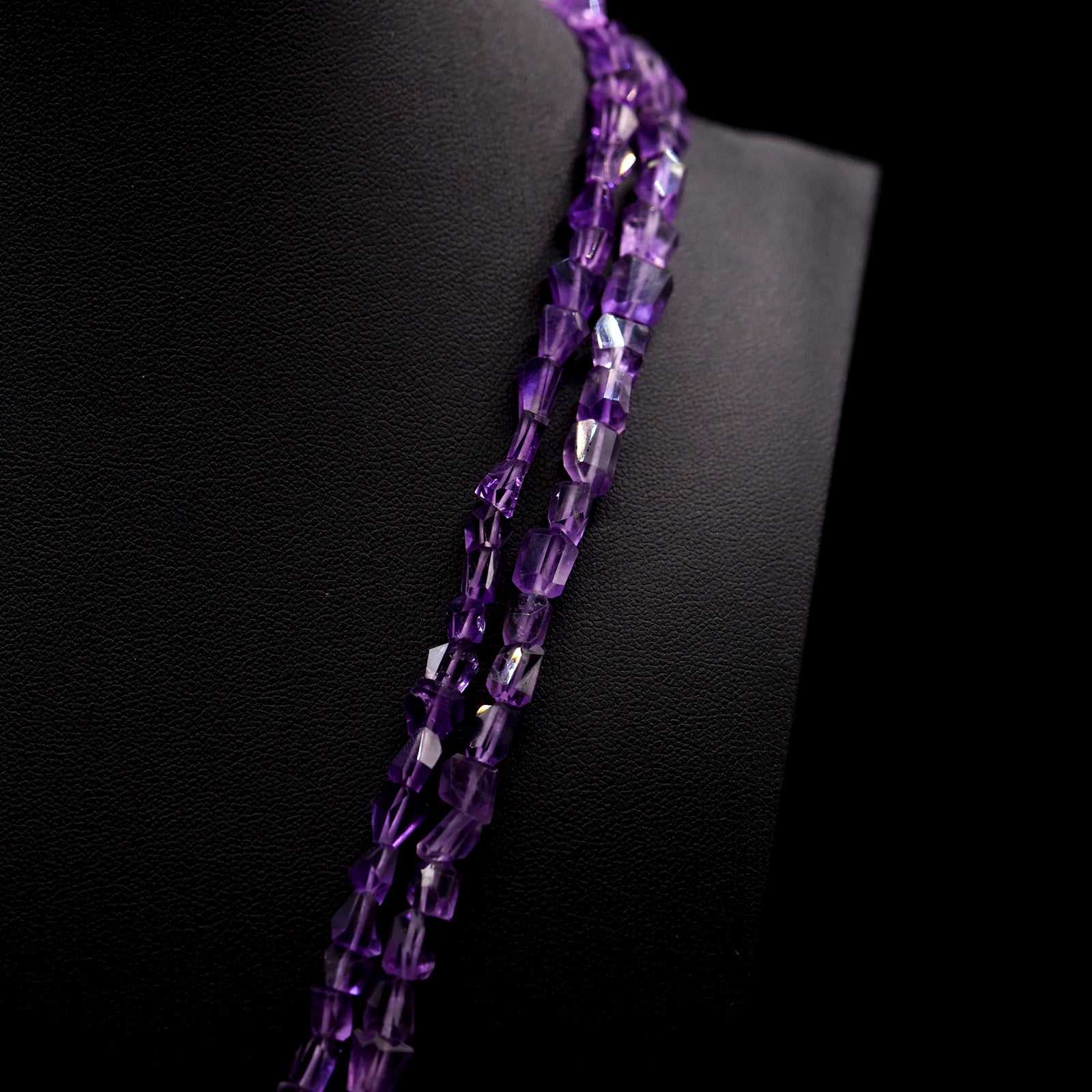 8x6 Faceted Nugget Purple Amethyst Bead Strings