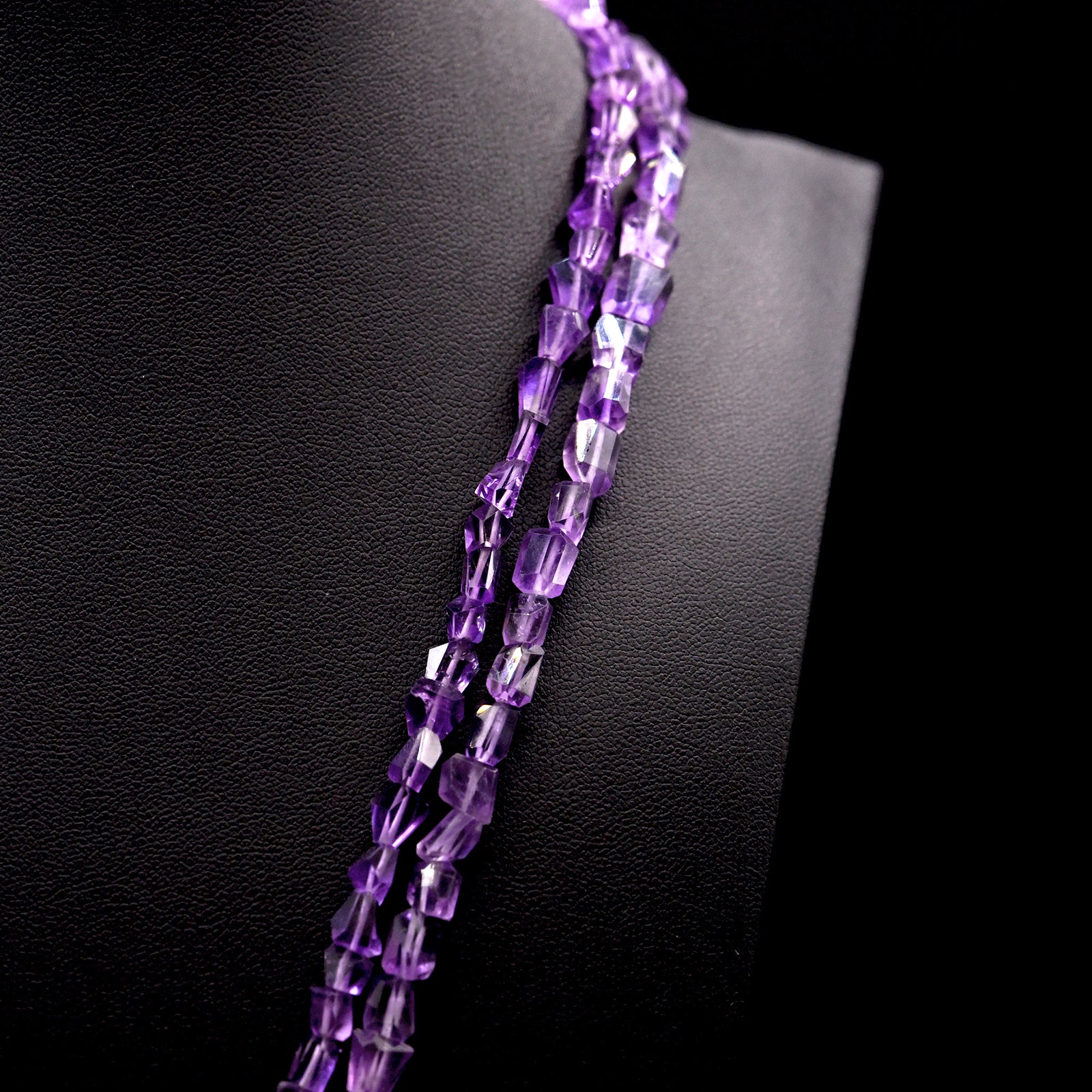 8x6 Faceted Nugget Purple Amethyst Bead Strings