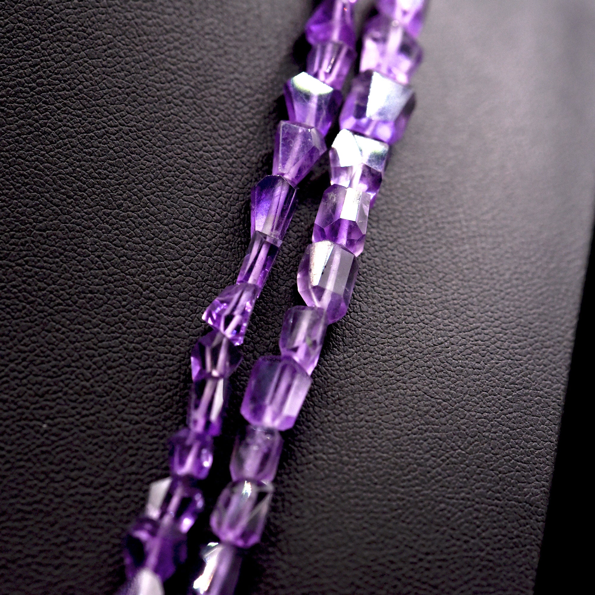 8x6 Faceted Nugget Purple Amethyst Bead Strings