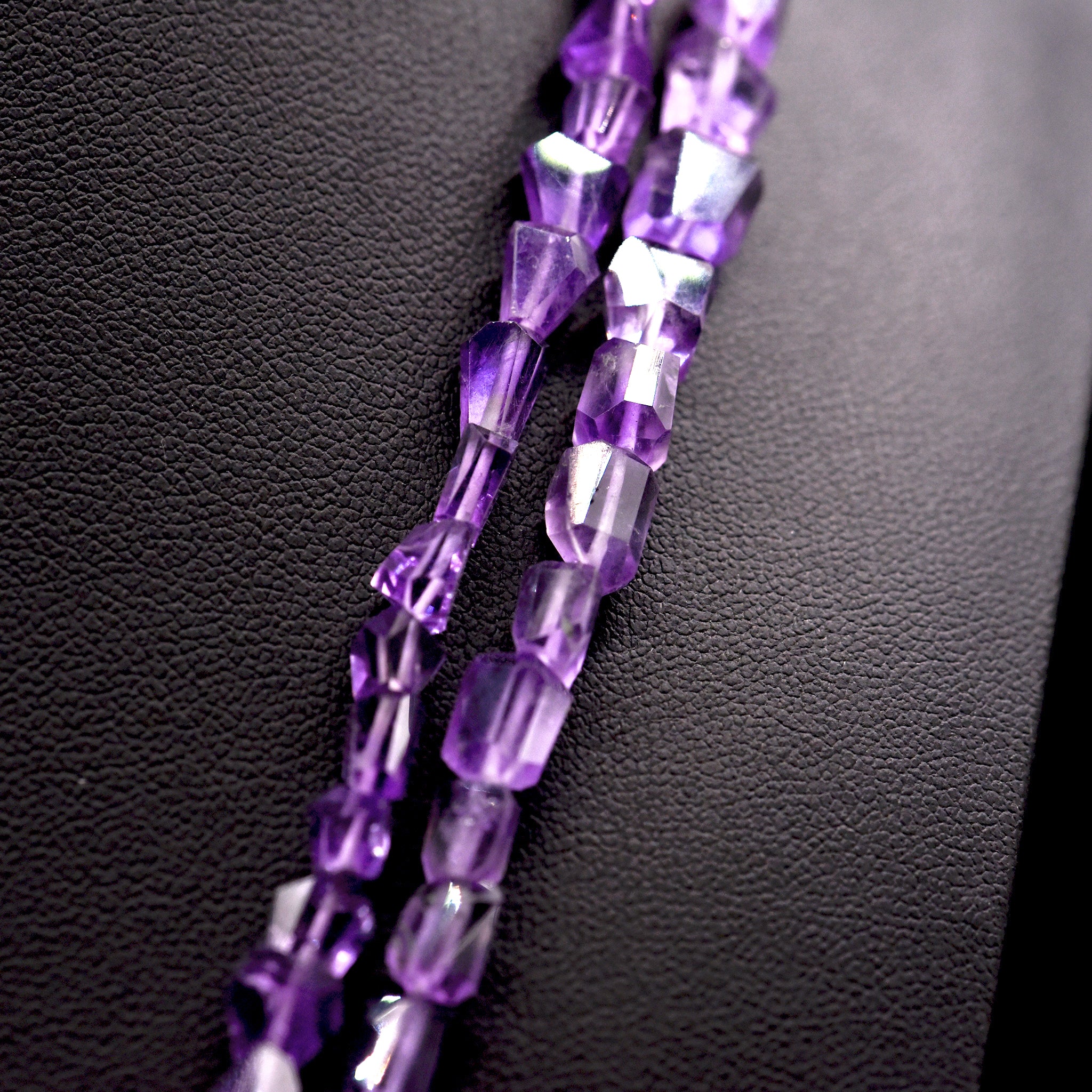 8x6 Faceted Nugget Purple Amethyst Bead Strings