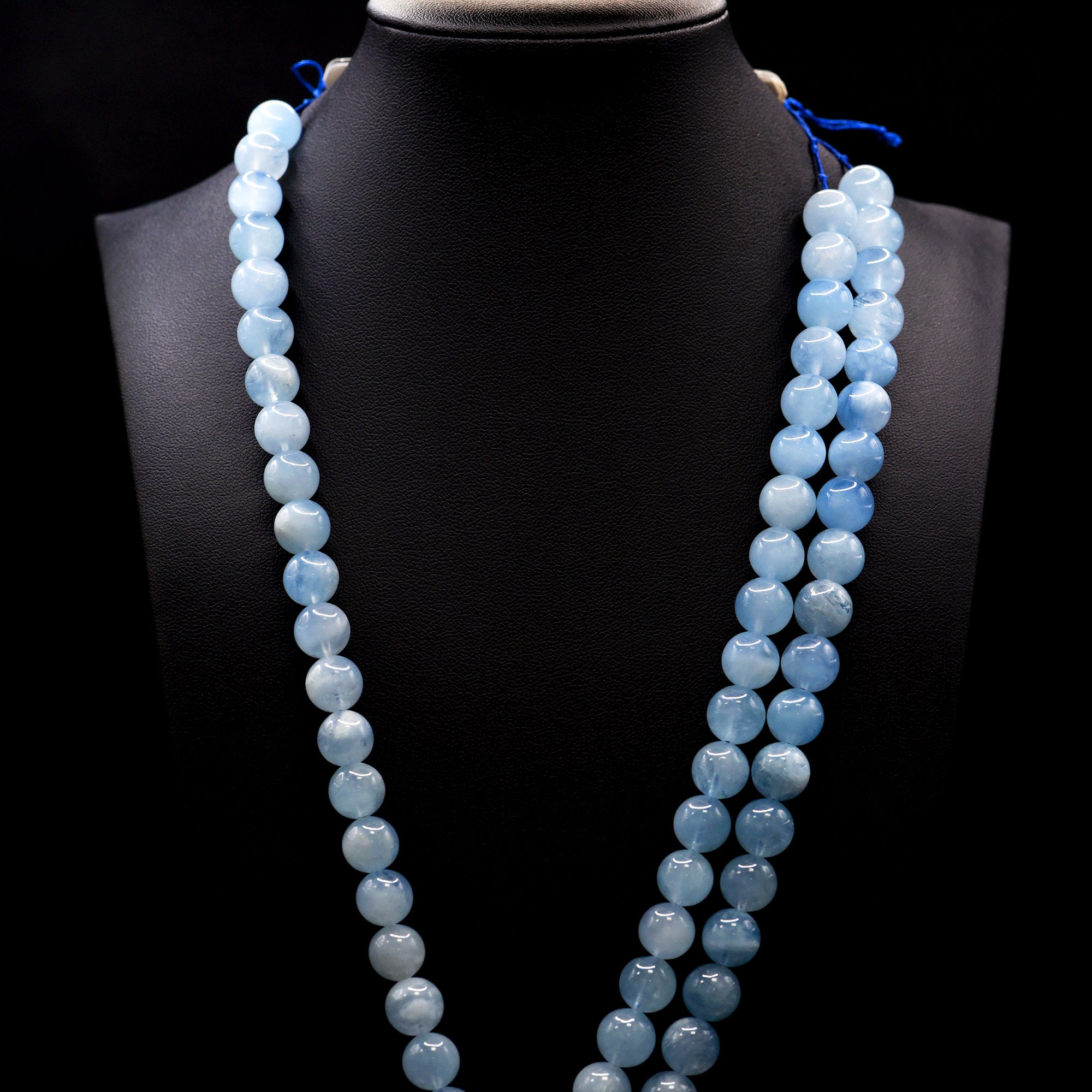 10mm Round Blue Aquamarine Bead Strings