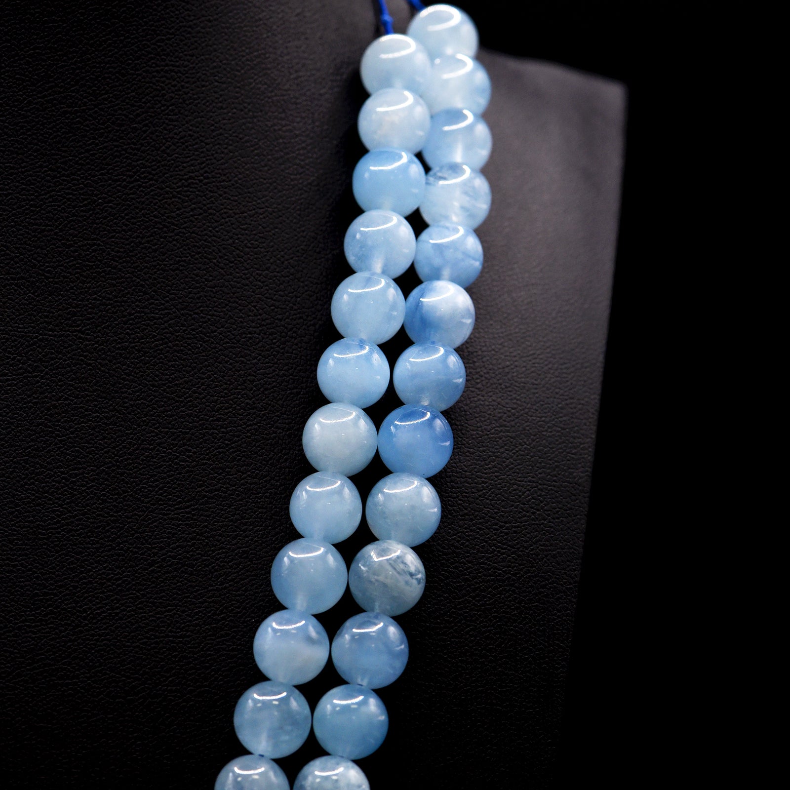 10mm Round Blue Aquamarine Bead Strings