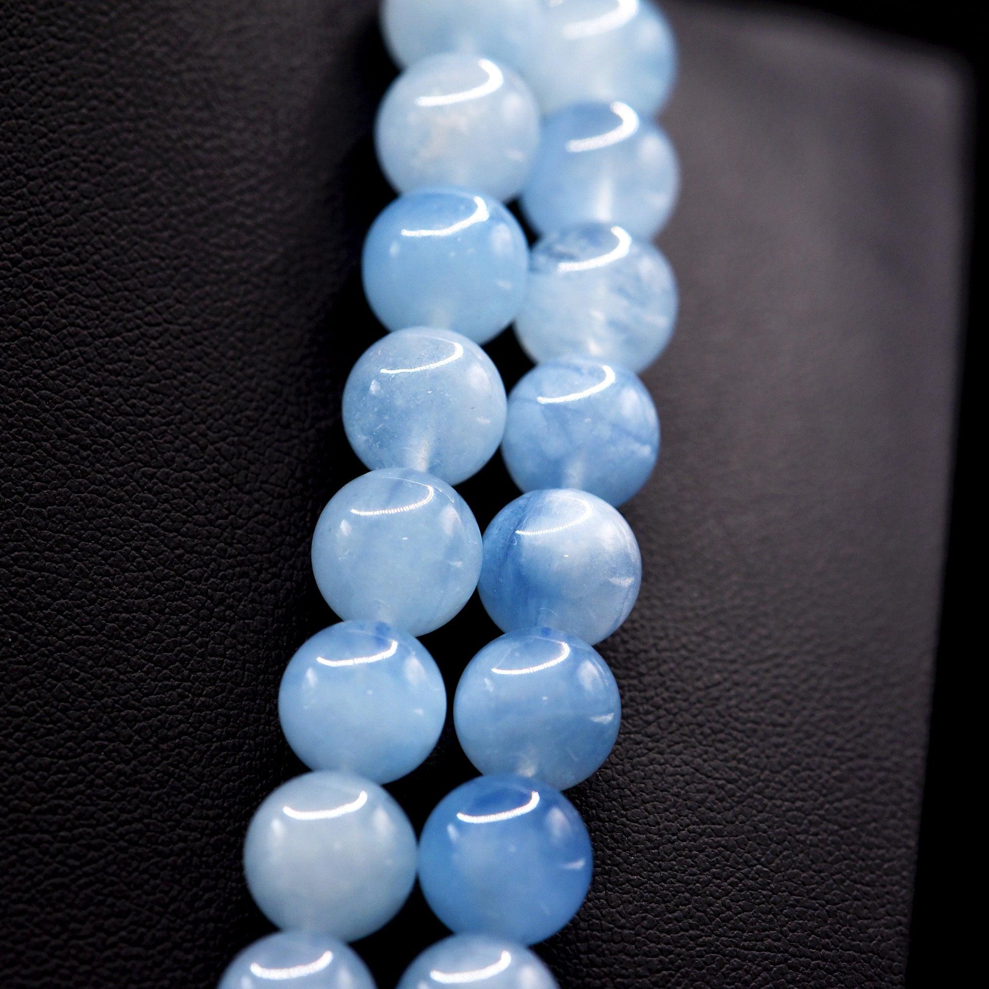 10mm Round Blue Aquamarine Bead Strings