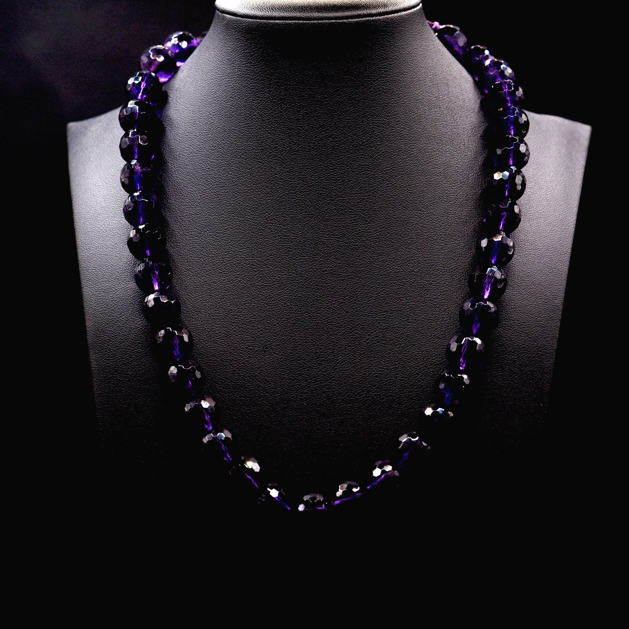 12mm Faceted Round Purple Amethyst Bead Strings