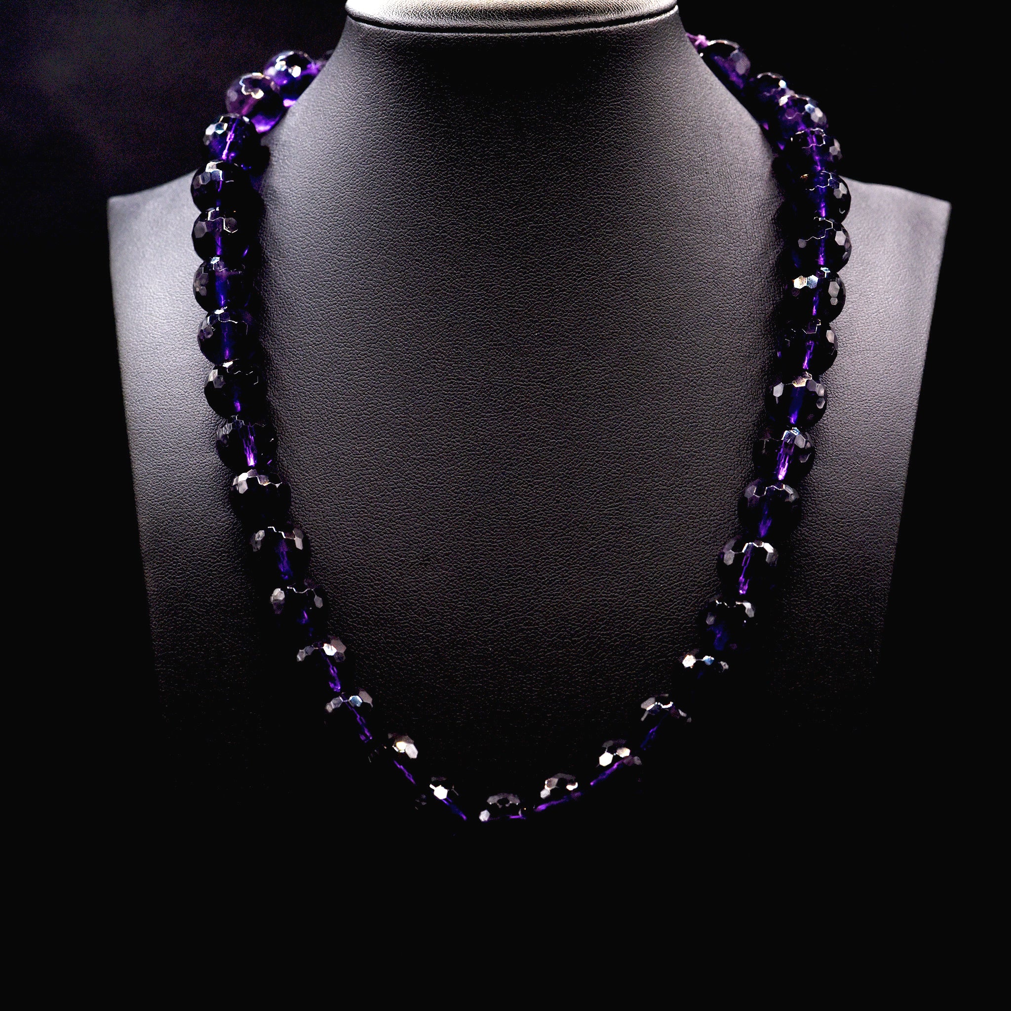 12mm Faceted Round Purple Amethyst Bead Strings