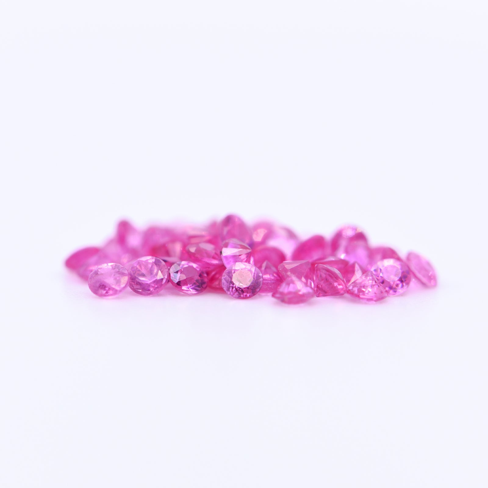 2mm Round Diamond Cut Pink Sapphires