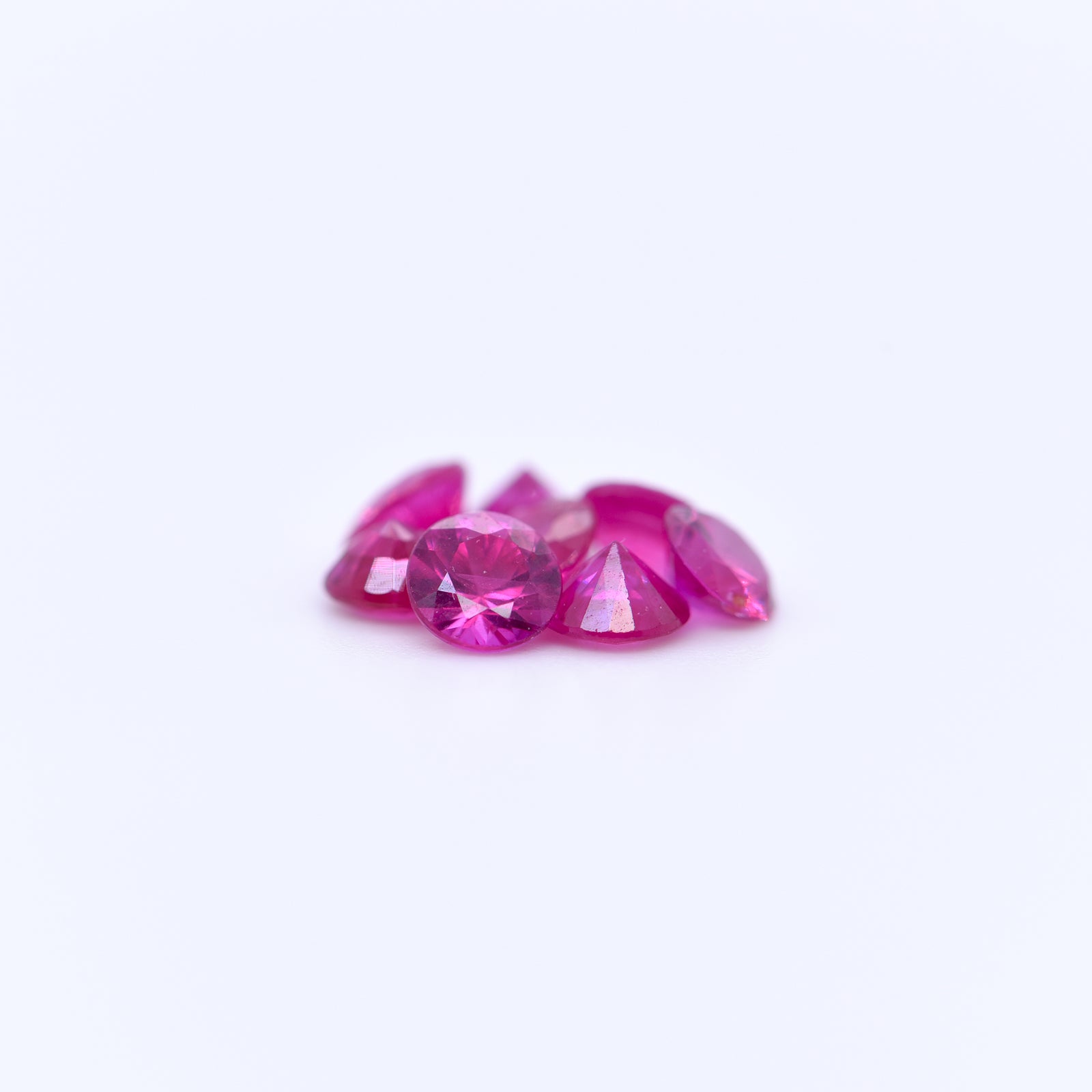 4mm Round Diamond Cut Pink Rubies