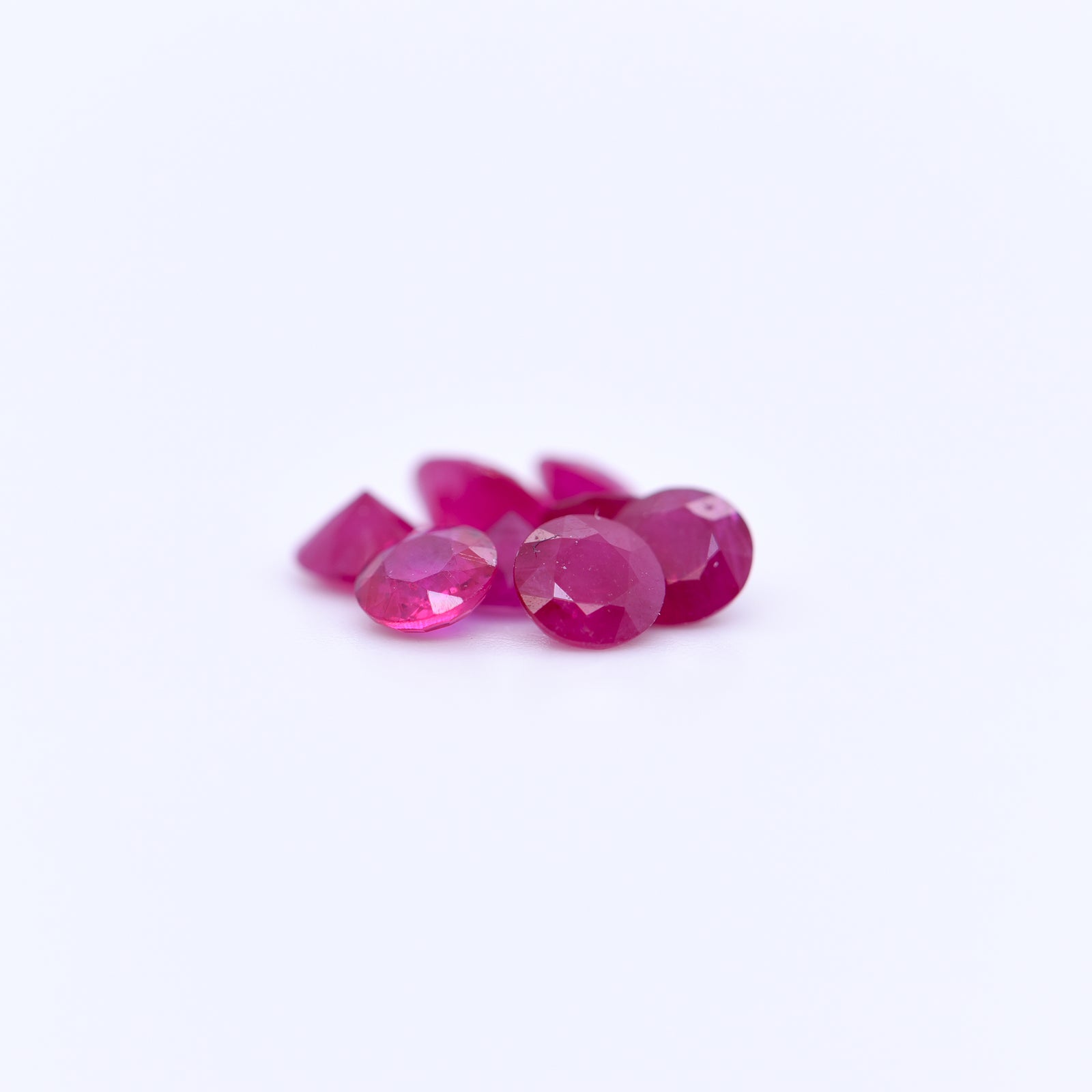 3.5mm Round Diamond Cut Red Rubies