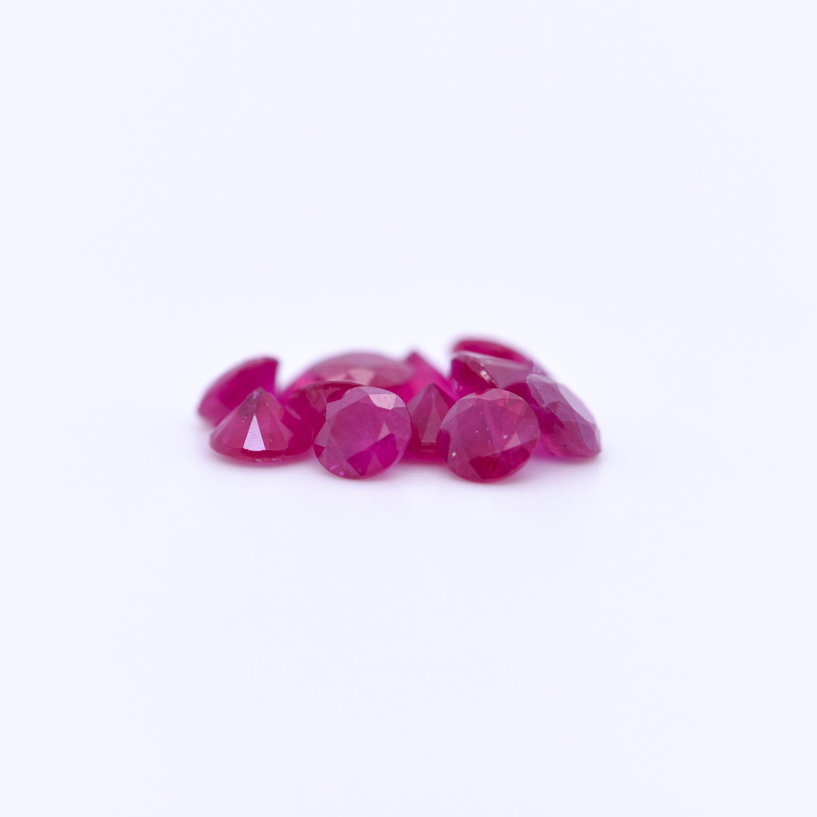 3.75mm Round Diamond Cut Red Rubies