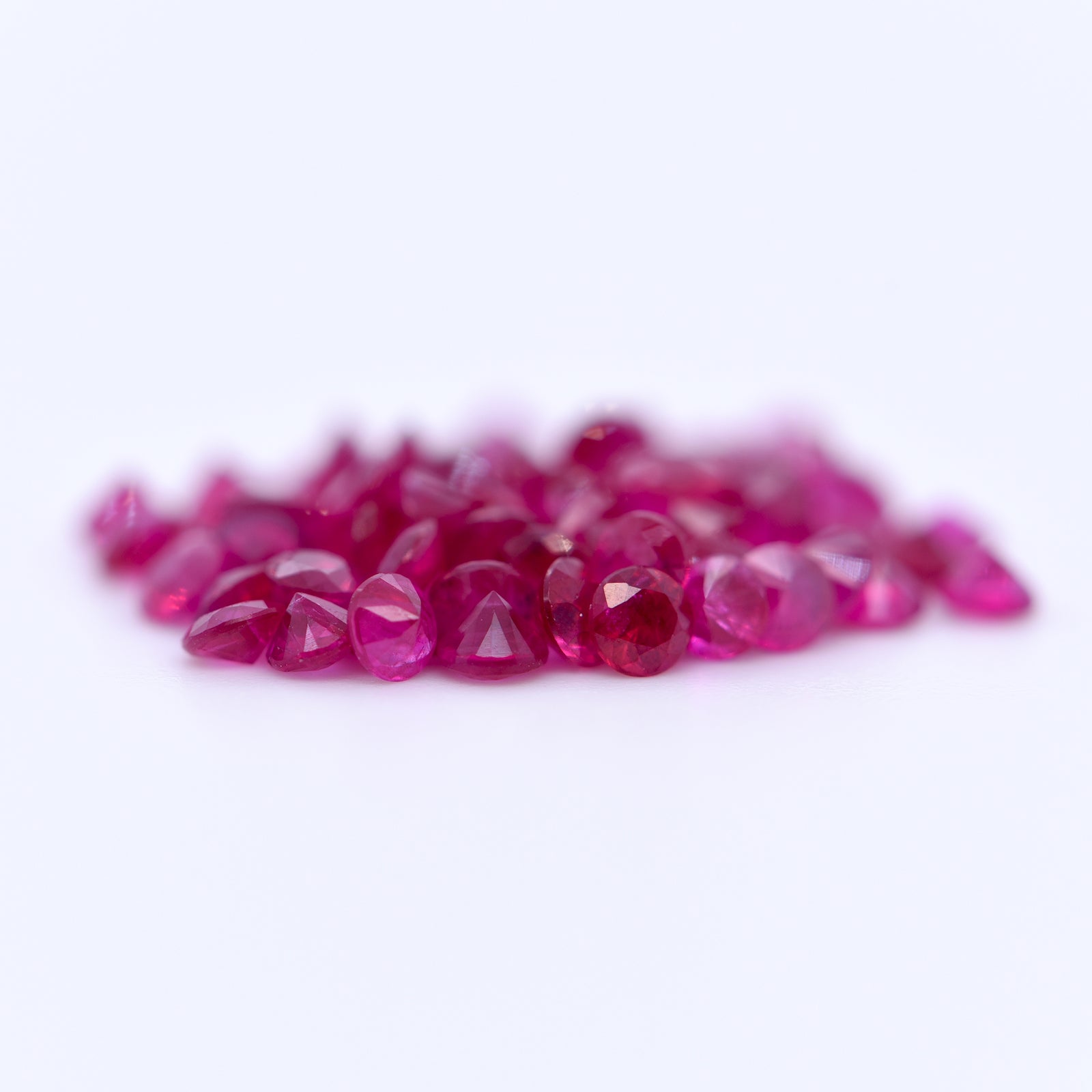 2.25mm Round Diamond Cut Red Rubies