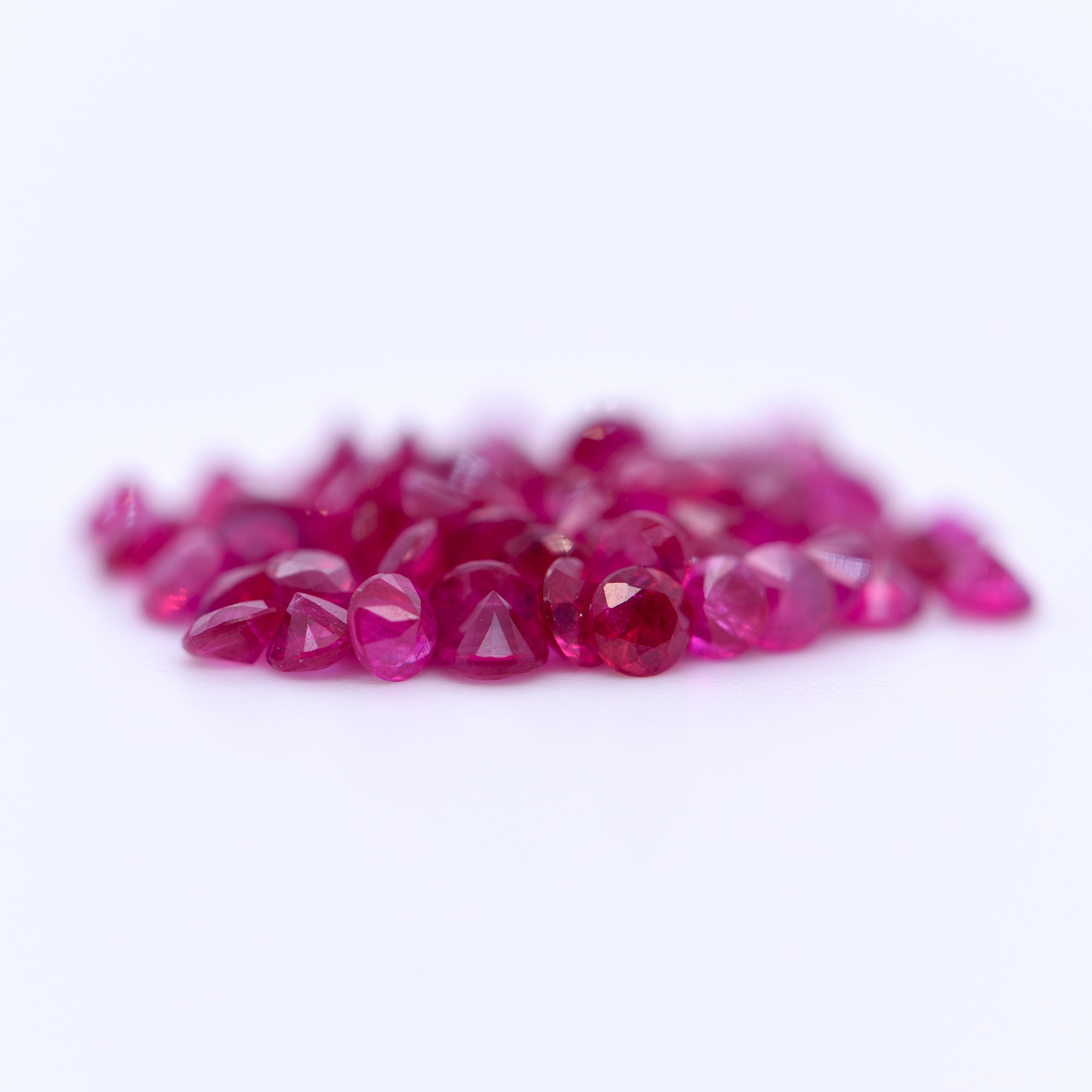 2.25mm Round Diamond Cut Red Rubies