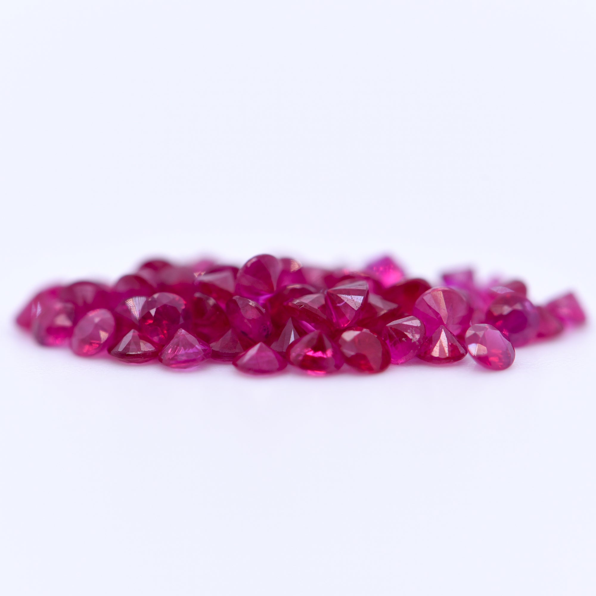 2.25mm Round Diamond Cut Red Rubies