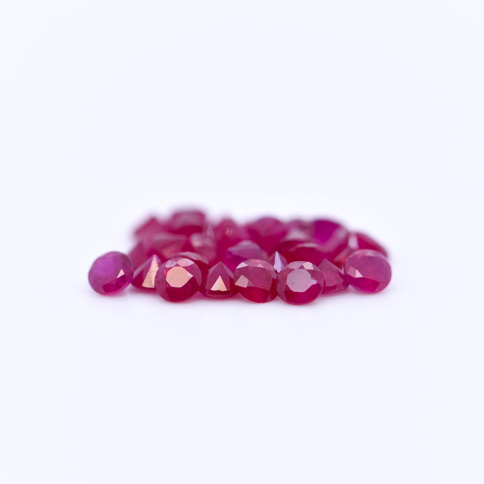 2.75mm Round Diamond Cut Red Rubies