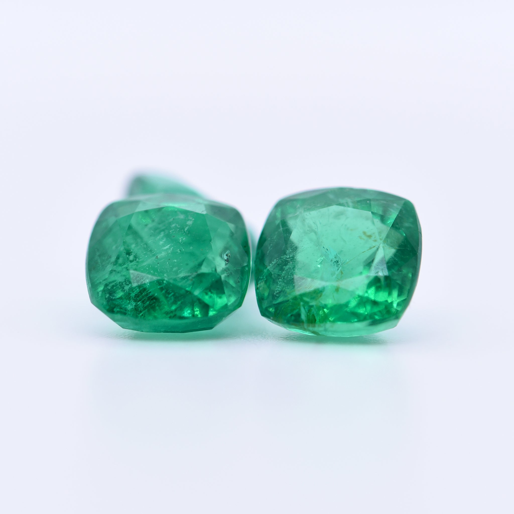 8x8 Cushion Faceted Emeralds