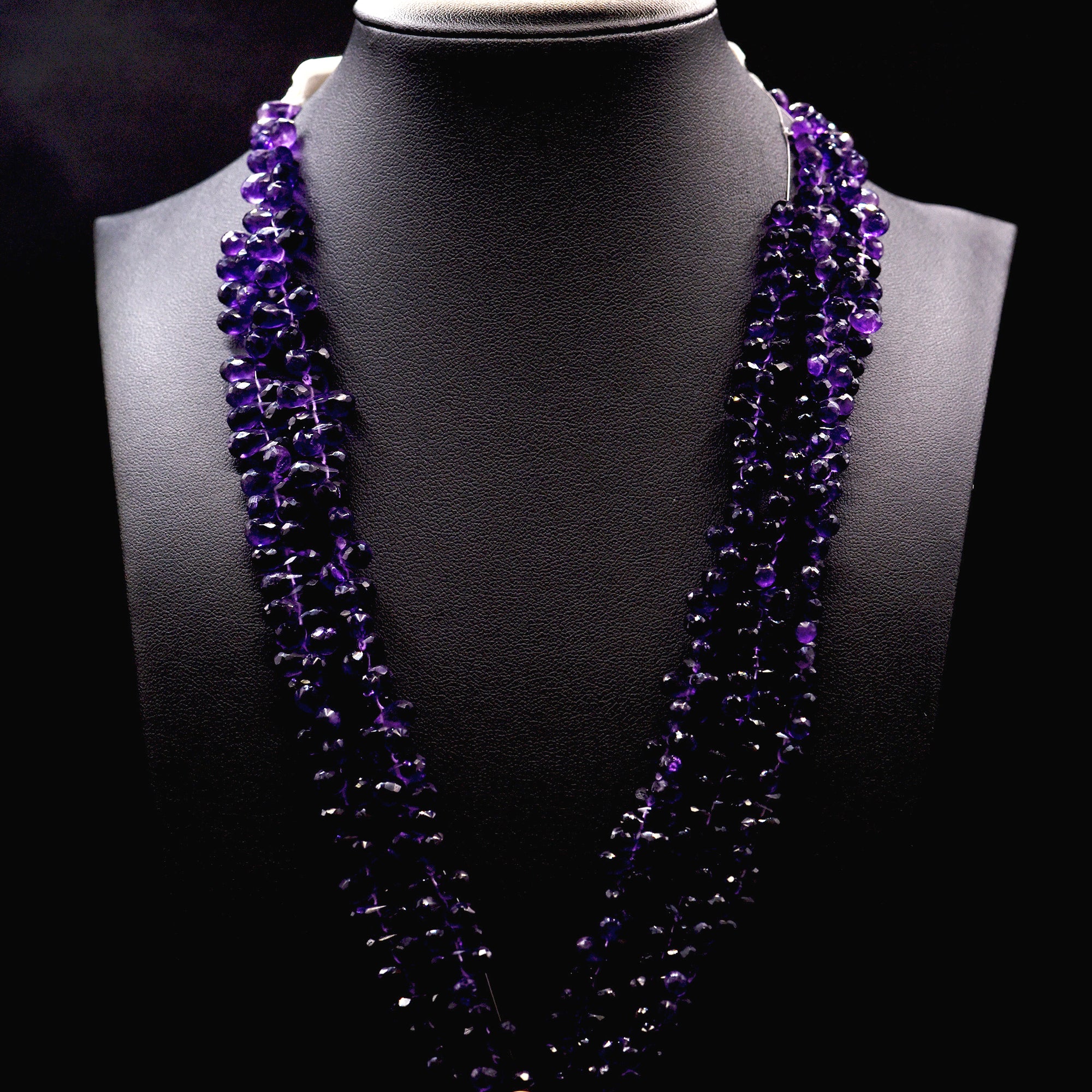 4.5mm Faceted Pear Drop Purple Amethyst Bead Strings (Side Drilled)