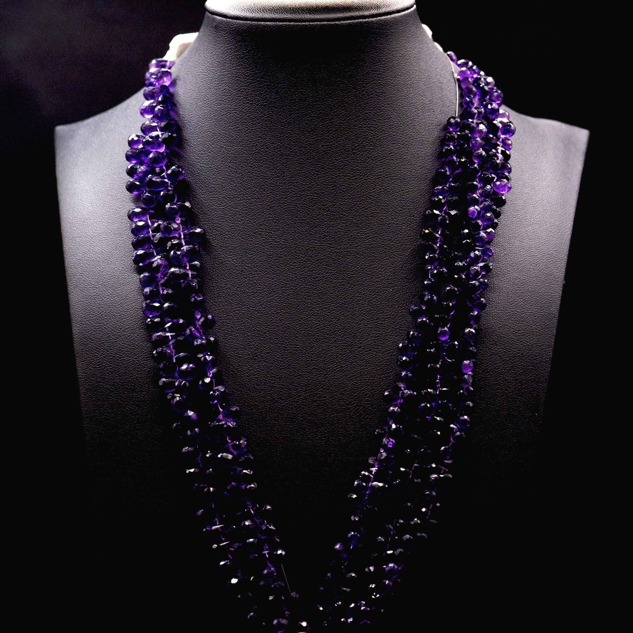 4.5mm Faceted Pear Drop Purple Amethyst Bead Strings (Side Drilled)